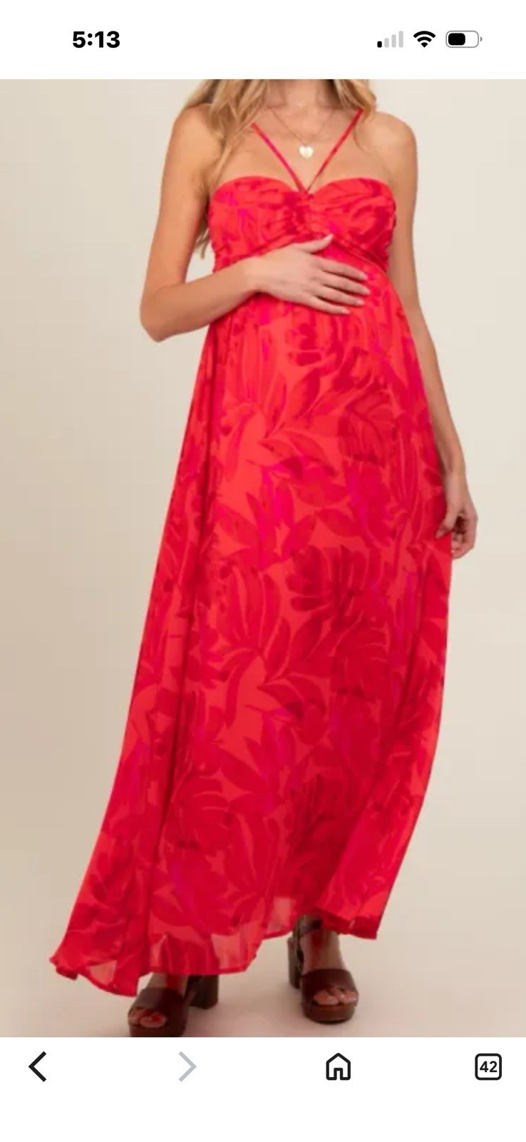 Dress Forum Red Tropical Print Straps Adjustable Maxi Dress Size M