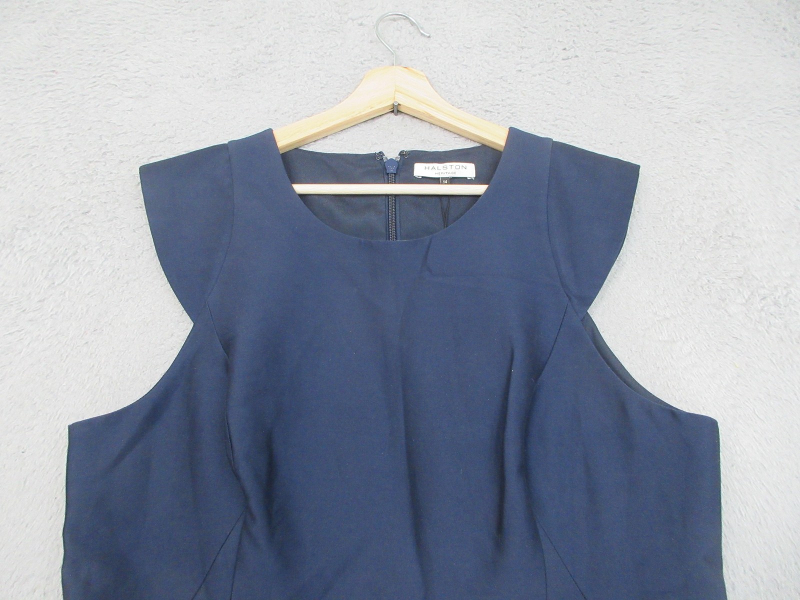 Halston Heritage Dress Womens 14 Blue Black Colorblock Fit & Flare Midi Evening