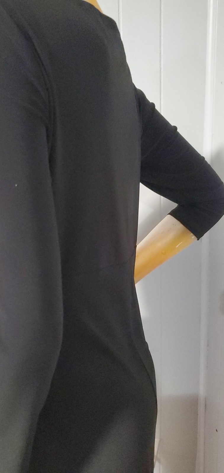 Lauren Ralph Lauren Black Sheath Long Sleeve V-Neck Ruched Dress SIZE 12