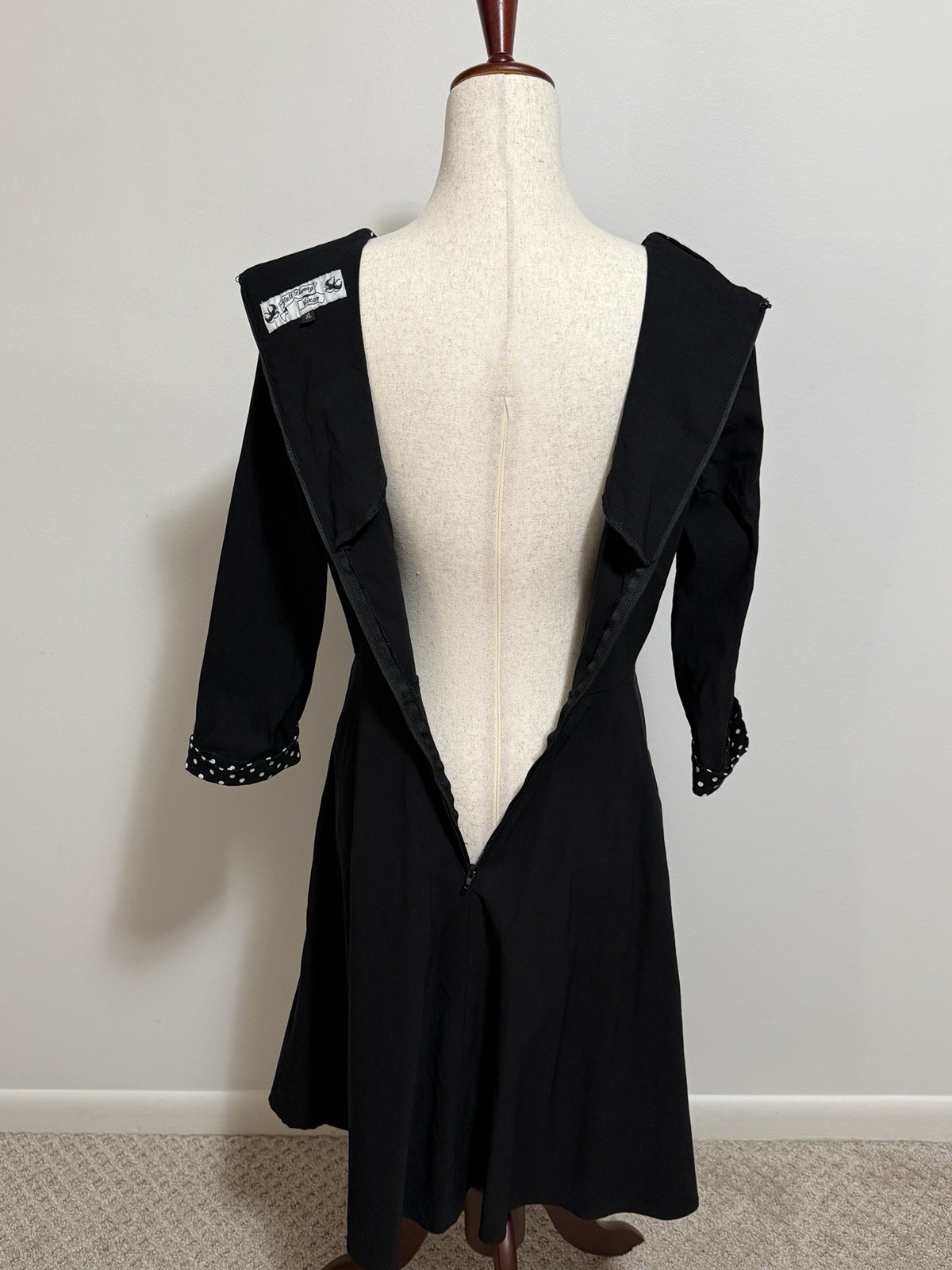 Hell Bunny Vixen Rona Black Polka Dot Pinup Rockabilly Retro Dress Size XL