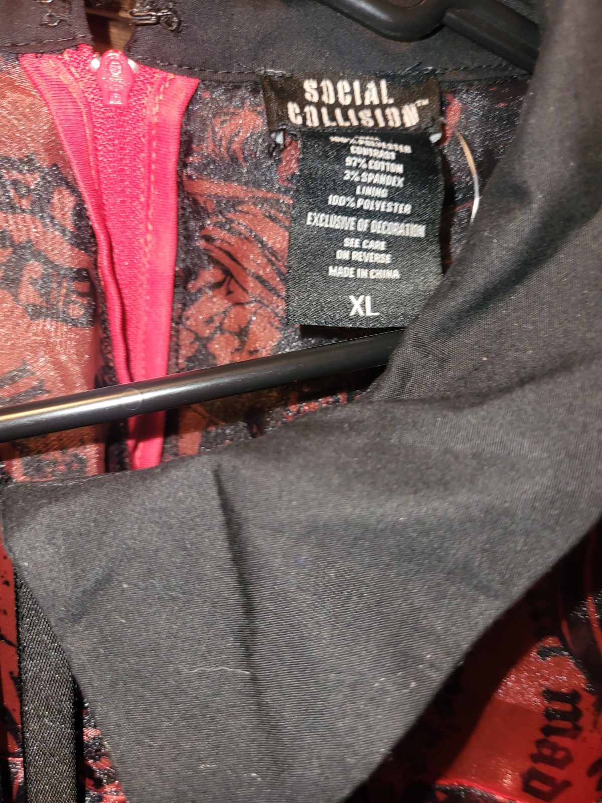 Social Collision Alice in Wonderland Red Black Puff Sleeve A-Line Dress XL