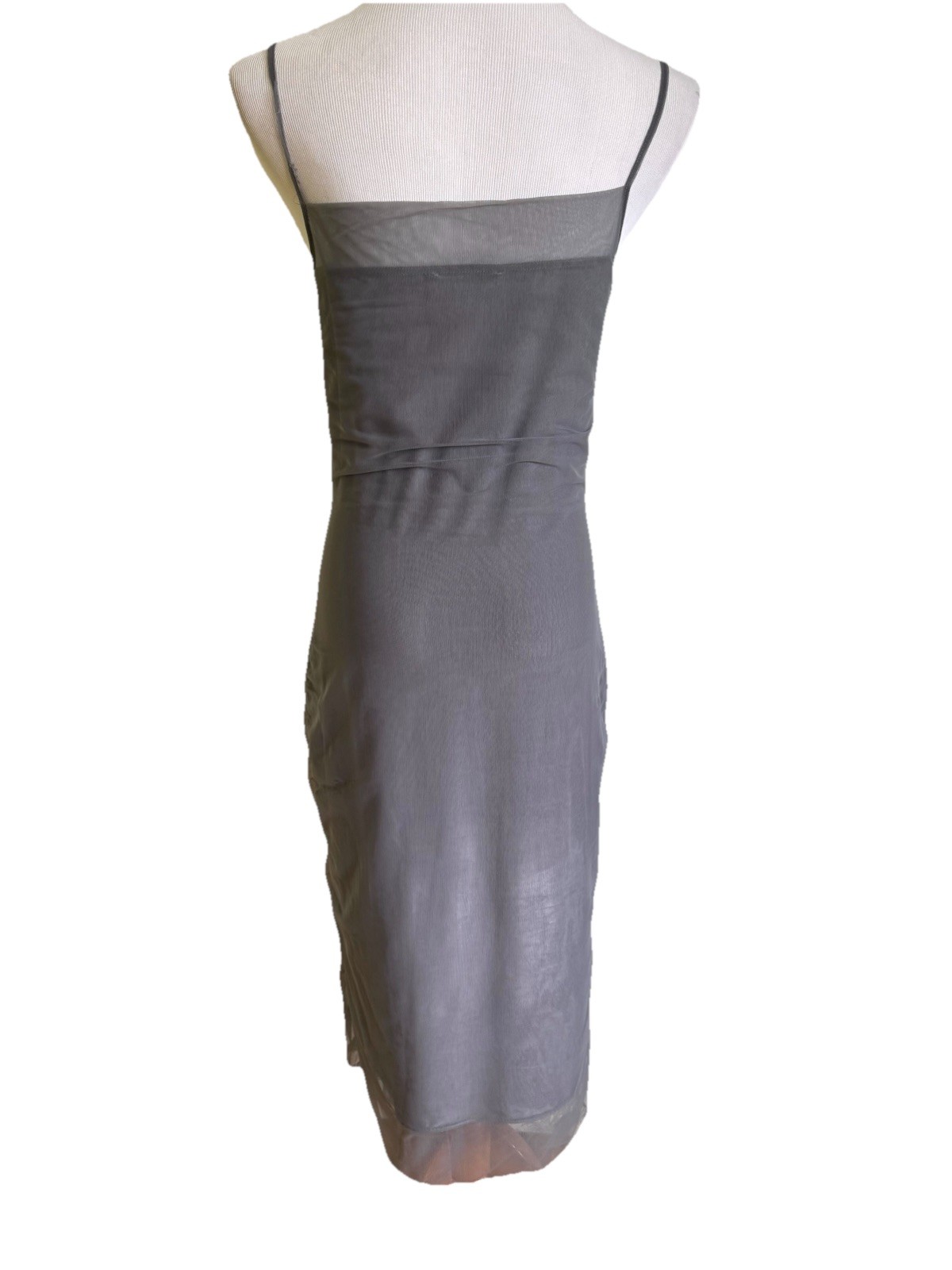 TONI GARD Gray Mesh Slip Dress M