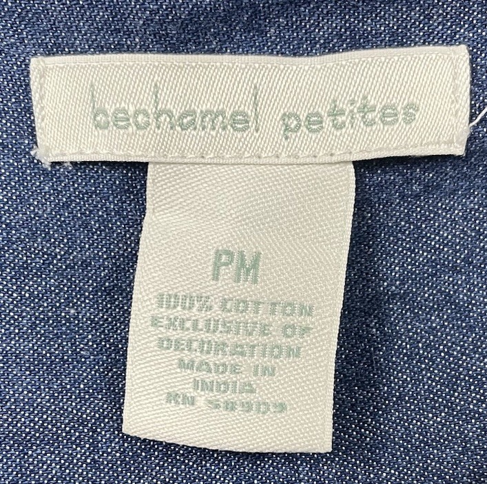 Bechamel Denim Medium Petite Safari Animals Embroidered House Patio Jean Dress