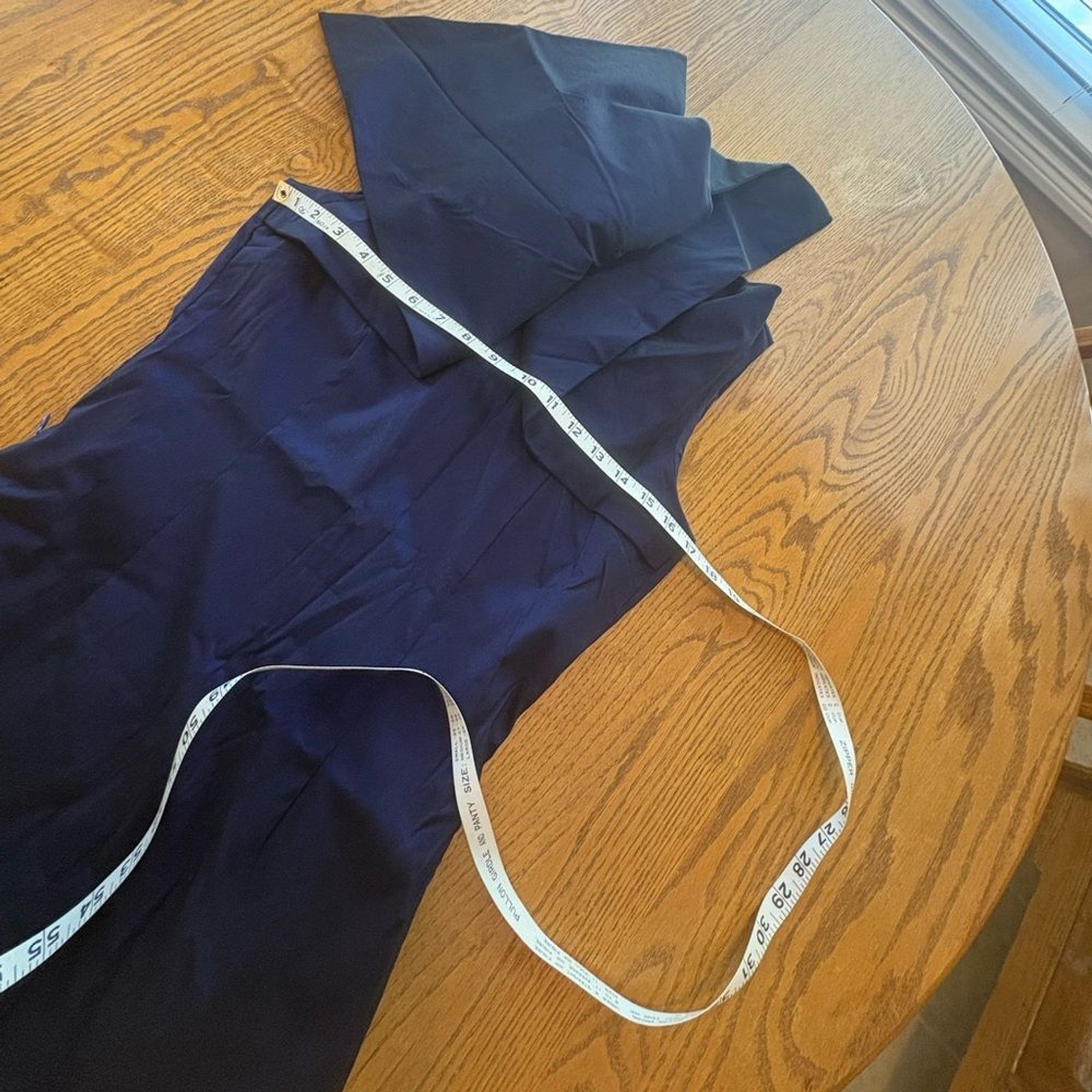 SAMUEL DONG Front Winged Drapey Shimmery Cobalt Below Knee Dress Zip Pockets S
