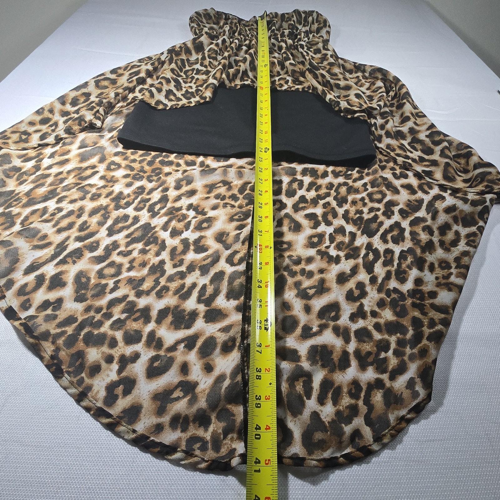 FOREVER 21 Strapless Hi-Low Leopard Print Chiffon Ruffle Dress Women S