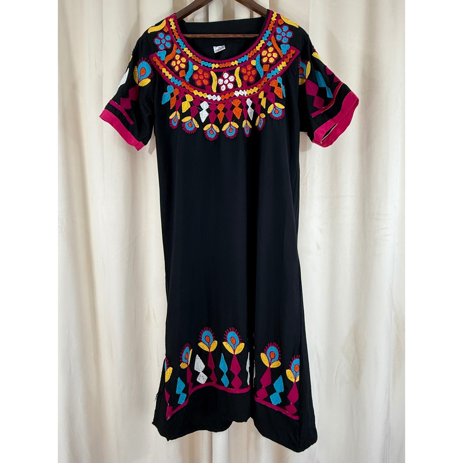 BRSY Black Embroidered Caftan Dress – Size Small – Egypt