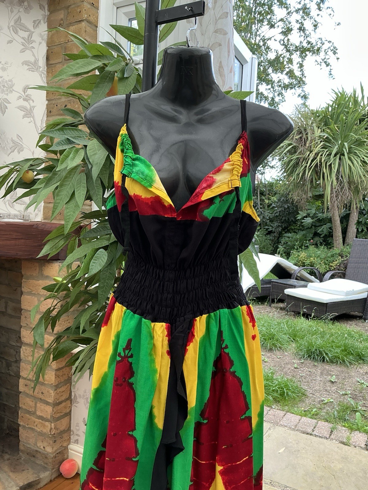 NEW ARRIVAL…JAMAICAN FLAG PRINT Maxi DRESS…12-14