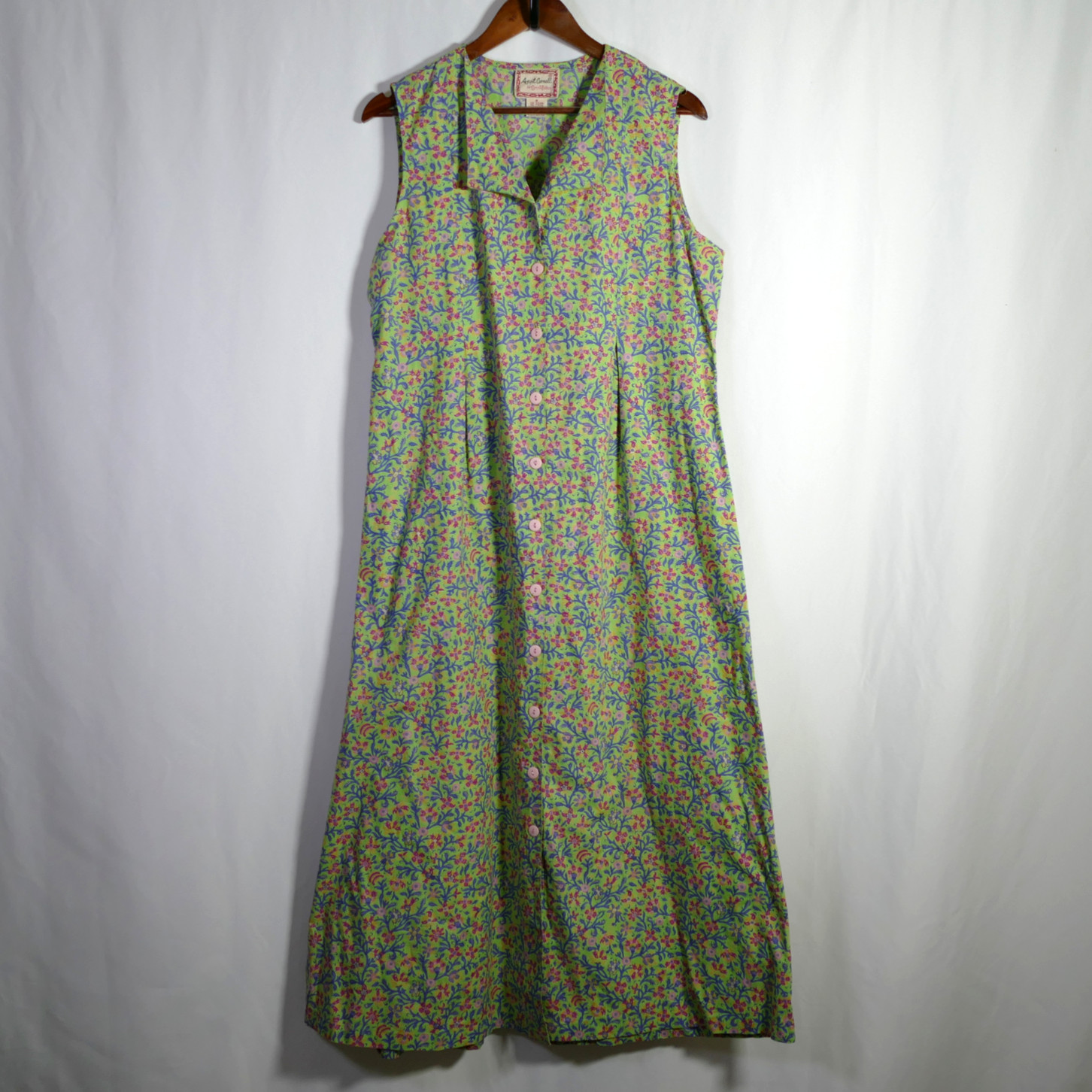 Vintage April Cornell Garden Floral Button Front Maxi Dress Size M Cottagecore
