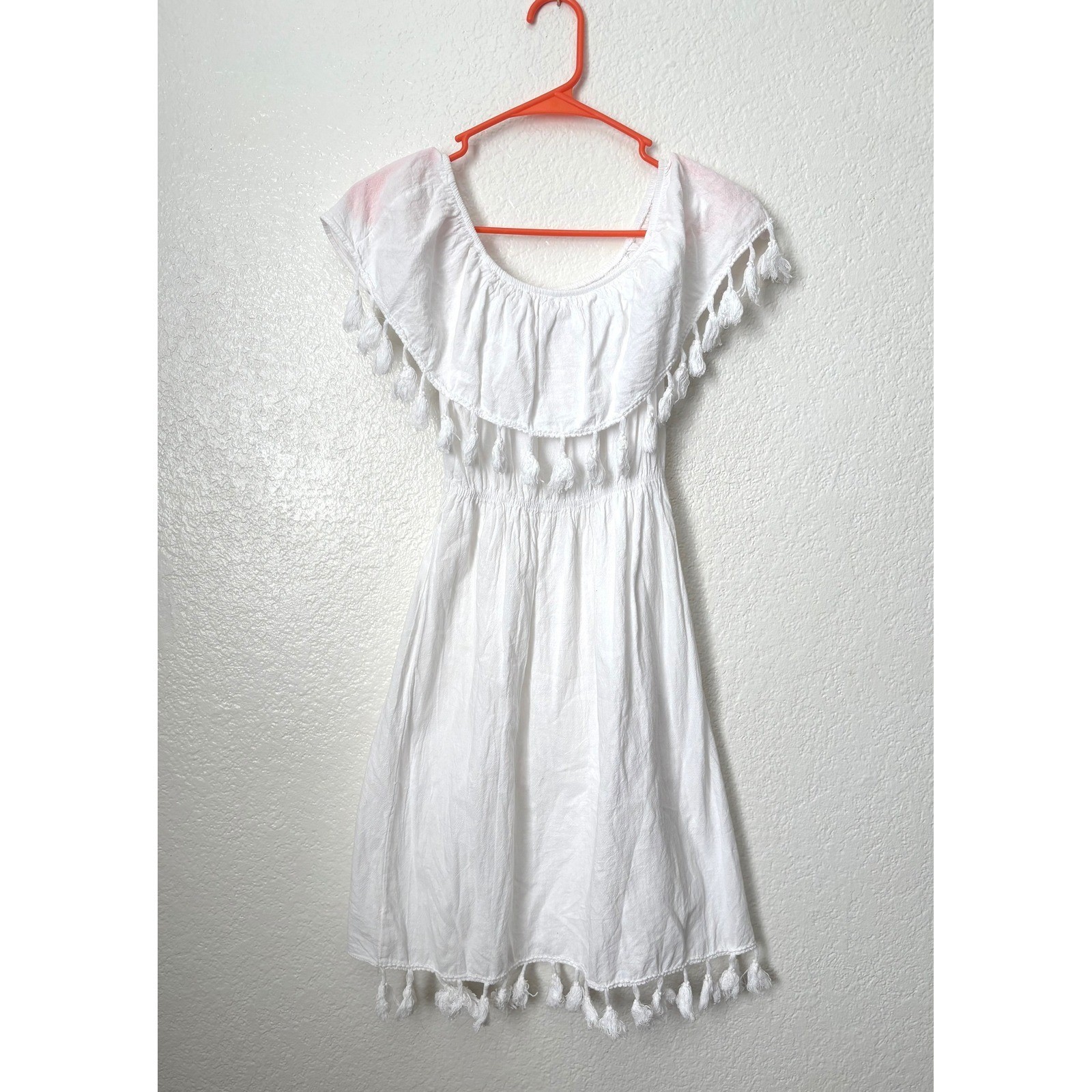 Seaspice Off Shoulder Tassel Dress Beach Vacation Coastal Resort Preppy Hamptons