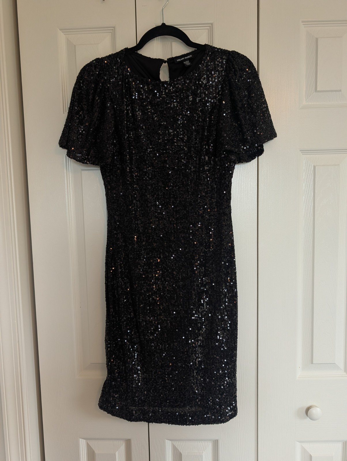 Hilary Radley Black Sequin Midi Dress – Size XS