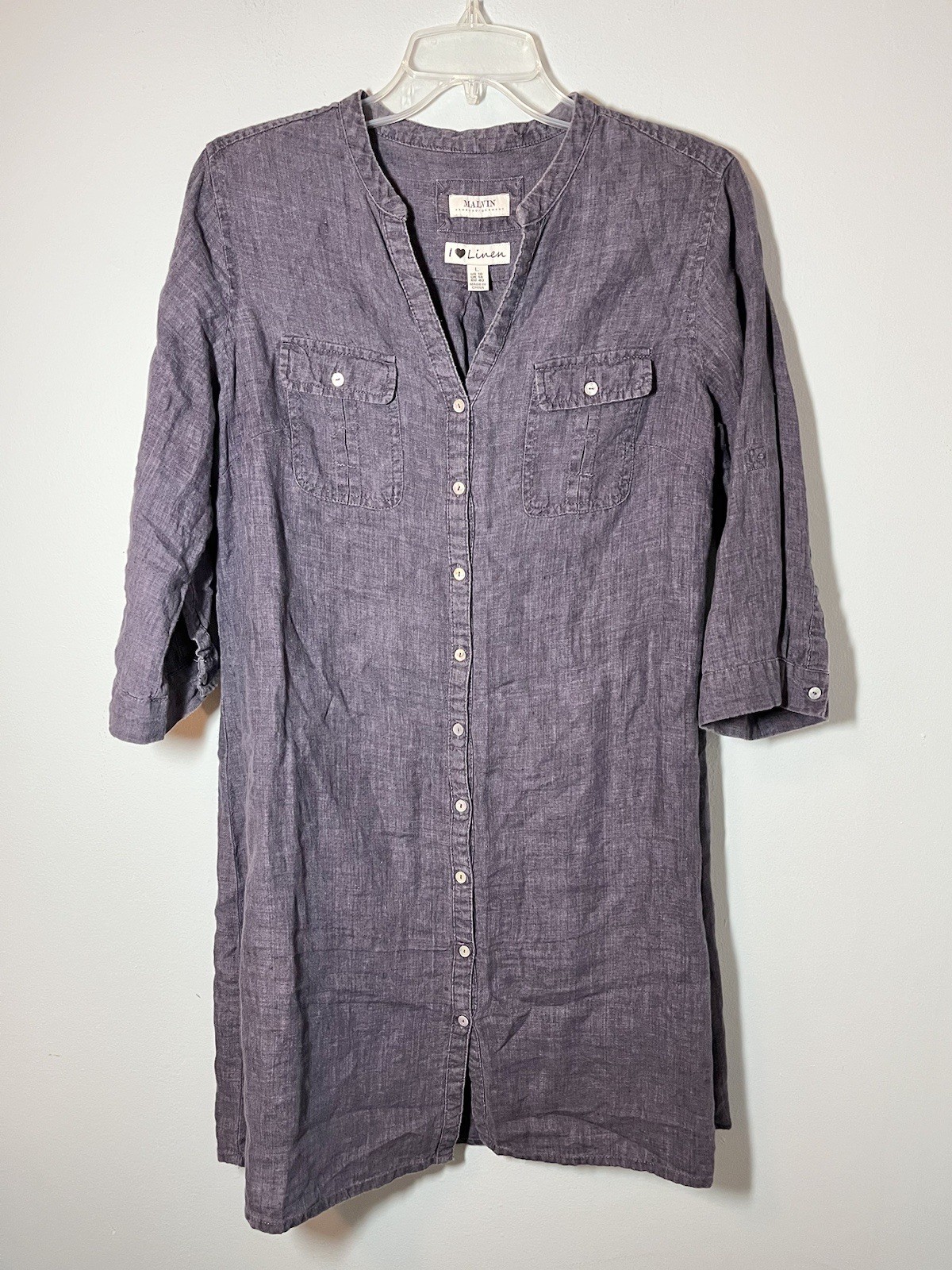 Malvin Hamburg Germany I Love Linen Travel Resort PeriBlue Lagenlook Dress Sz L