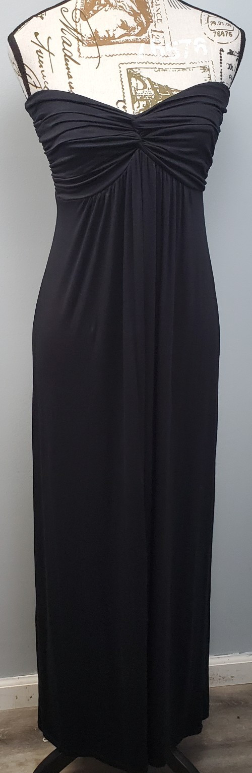 Pookie & Sebastian Strapless Maxi Dress Womens S Black Ruched Off the Shoulder