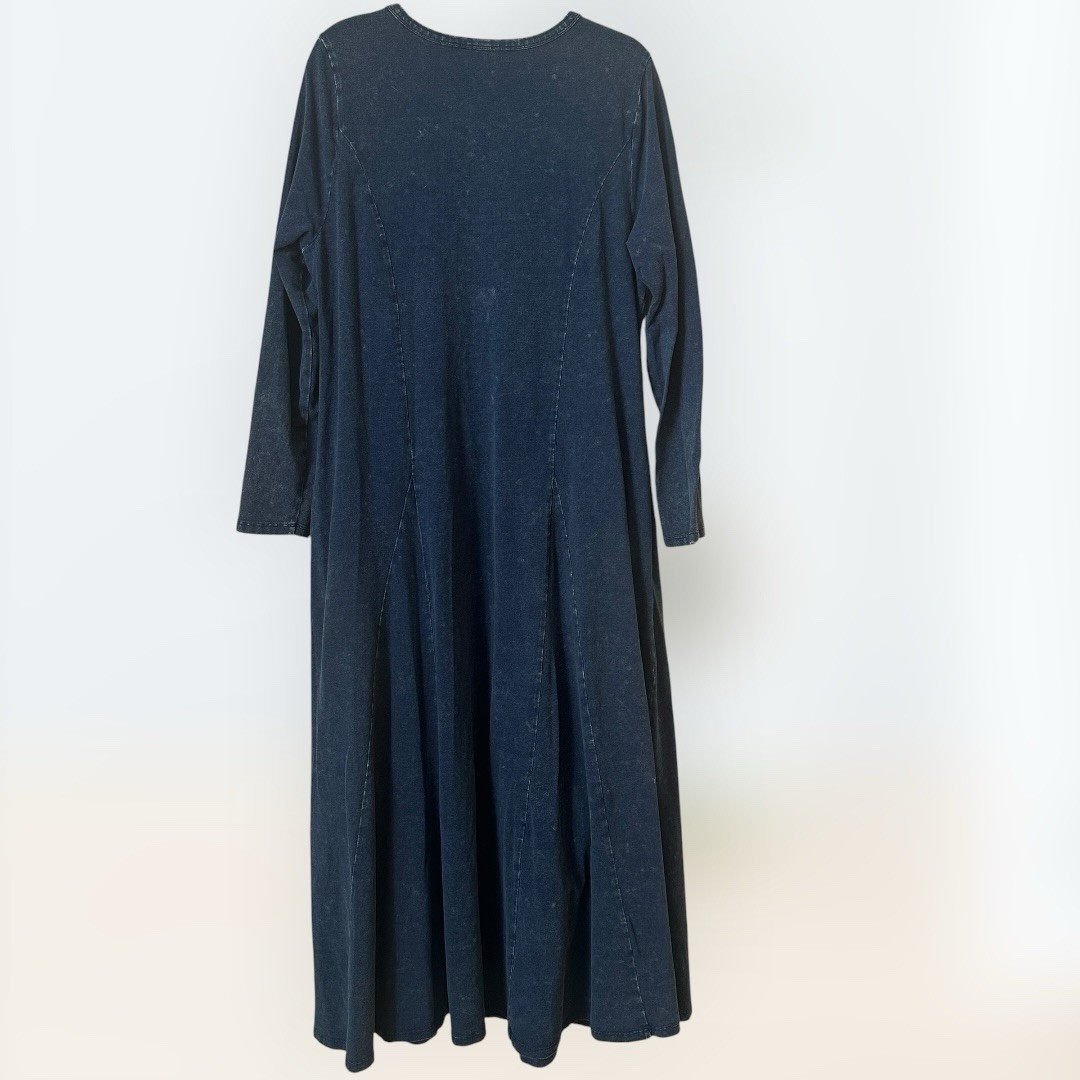 Soft Surroundings dark blue chambray style long maxi dress Long sleeve XL