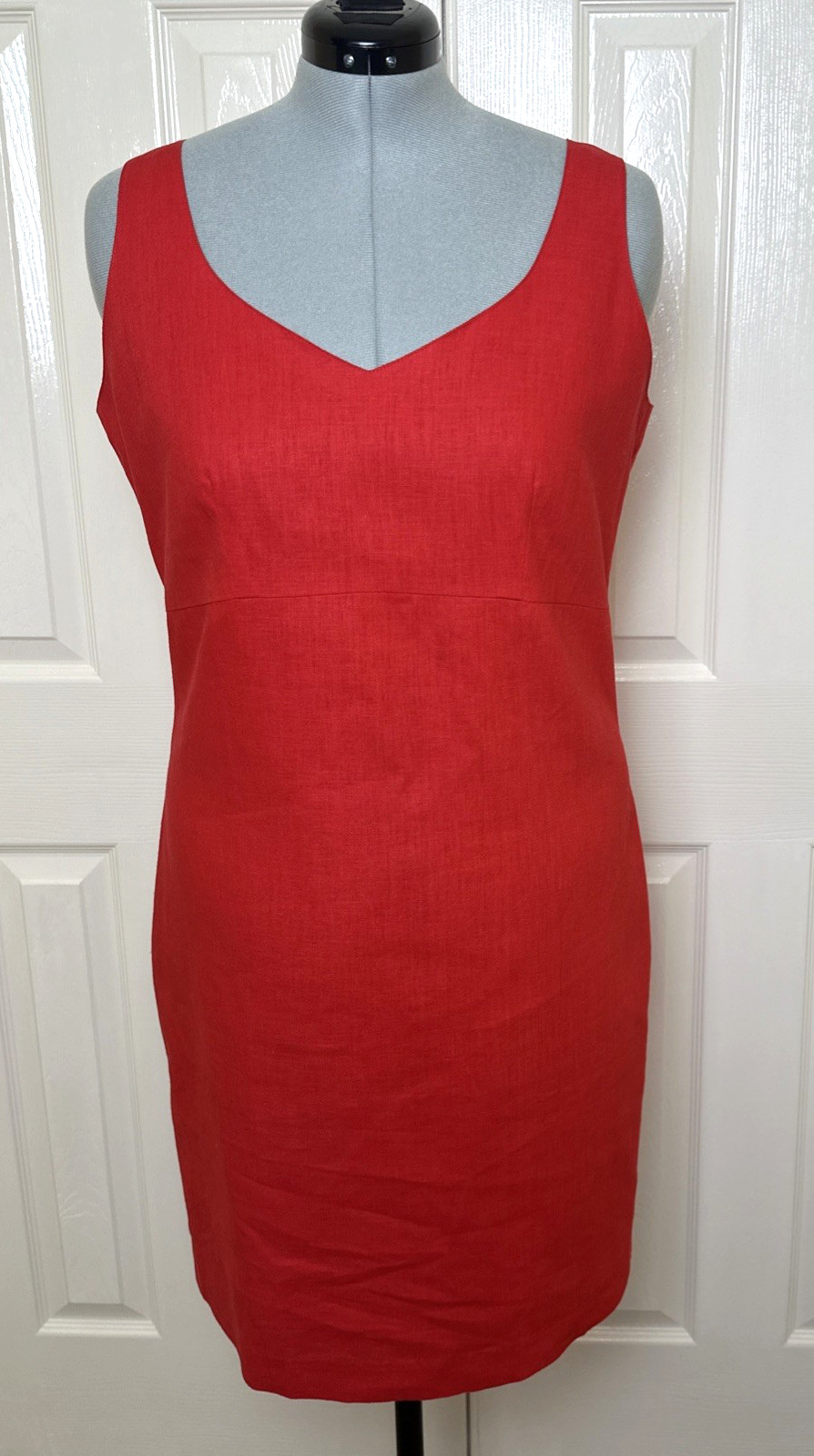 JRD Sexy Red Linen Dress Size 16 Sleeveless Lined Zip Holiday Vacation Cruise