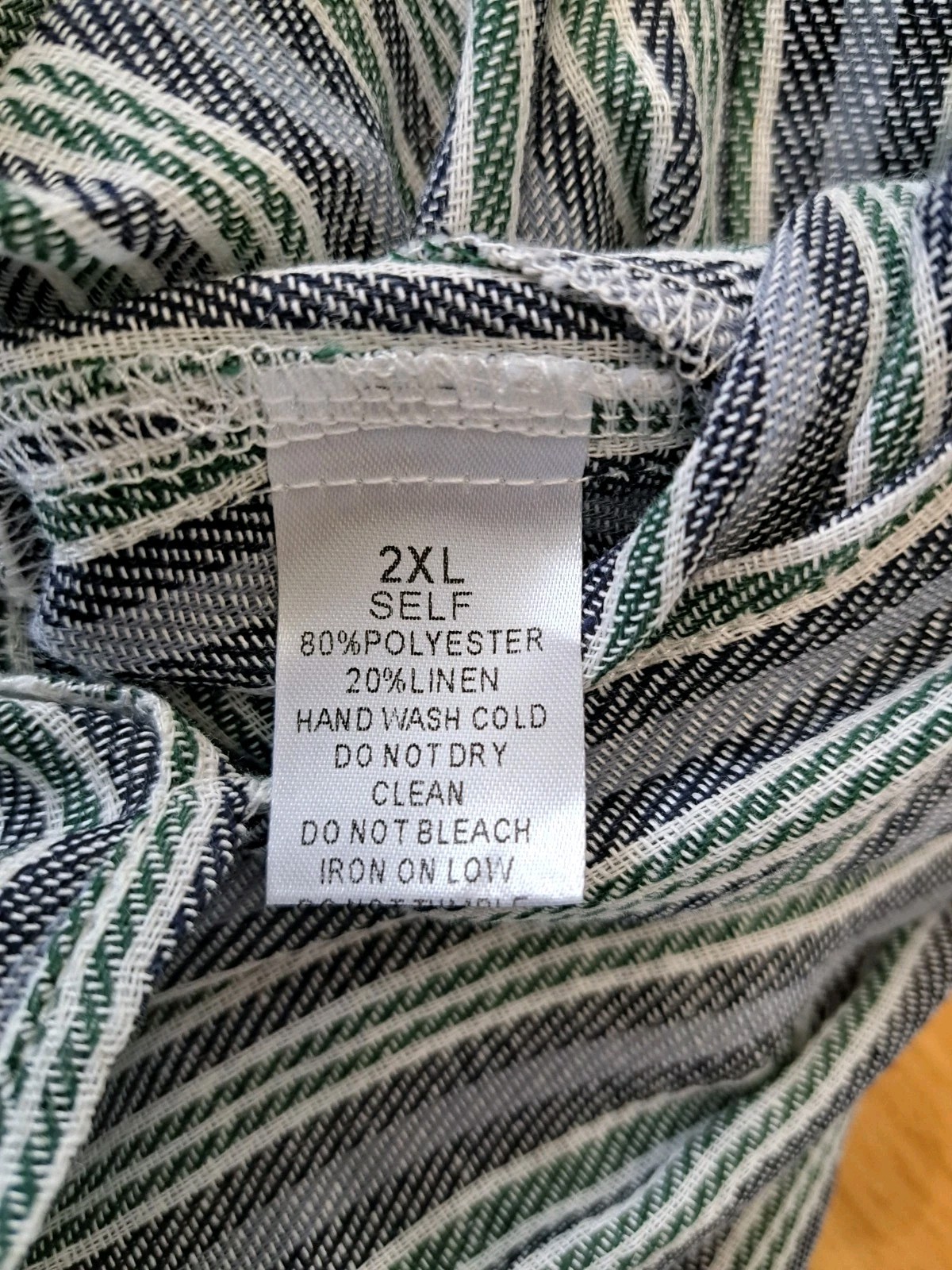 Davi & Dani Striped Linen Blend Dress Size 2XL NWT Blue Green Gray White