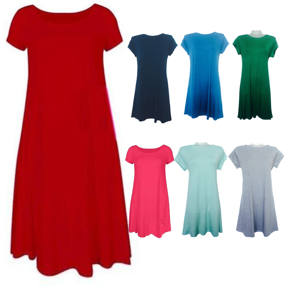 Women Ladies** CAP**Sleeve Swing Skater Dress Dance Party Top Dresses t-Shirt