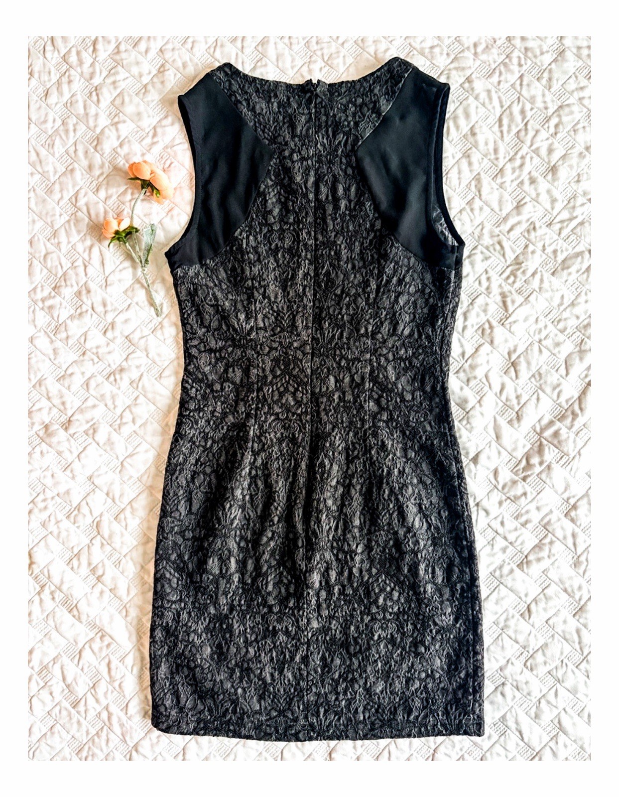 Love Culture Black Lace Sheath Mini Dress Mesh Panels XS/S Cocktail Party Dress