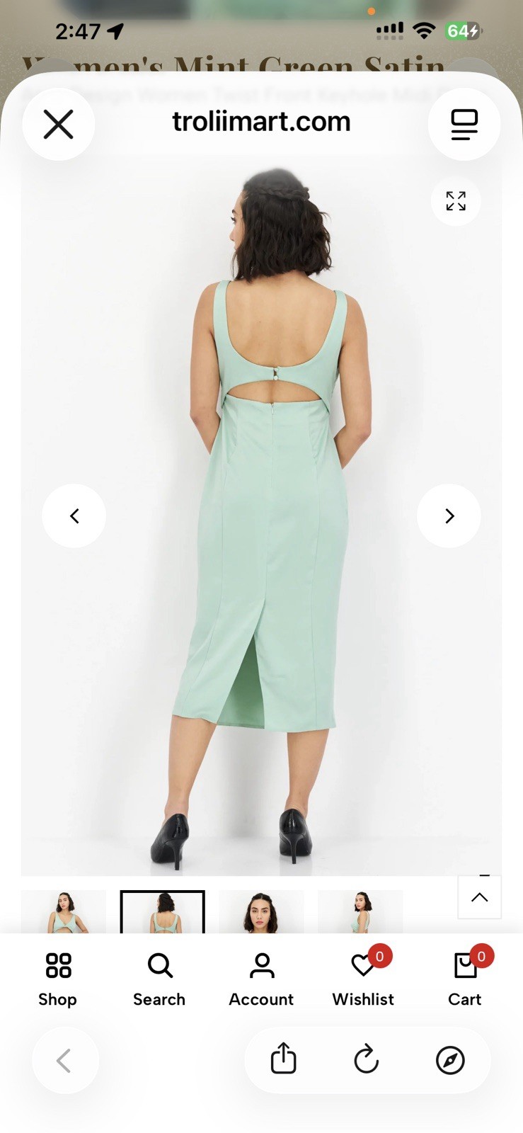 ASOS Mint Green Satin Twist Front Cut Out Midi Dress Sleeveless NWT Women’s