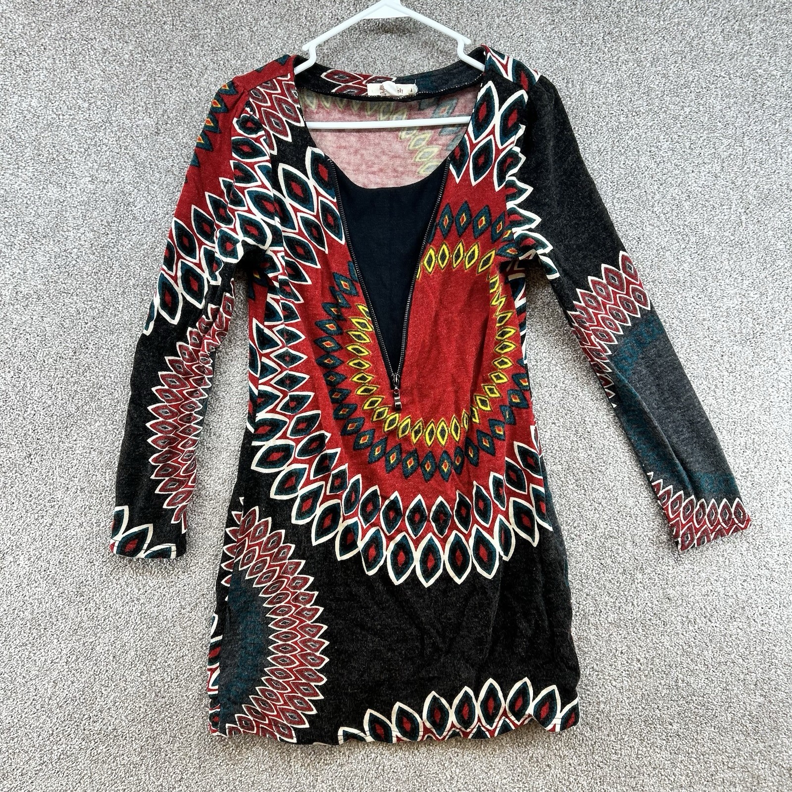 Aryeh Women’s Dress Size Medium Long Sleeve Pullover Zip Accent Stretch