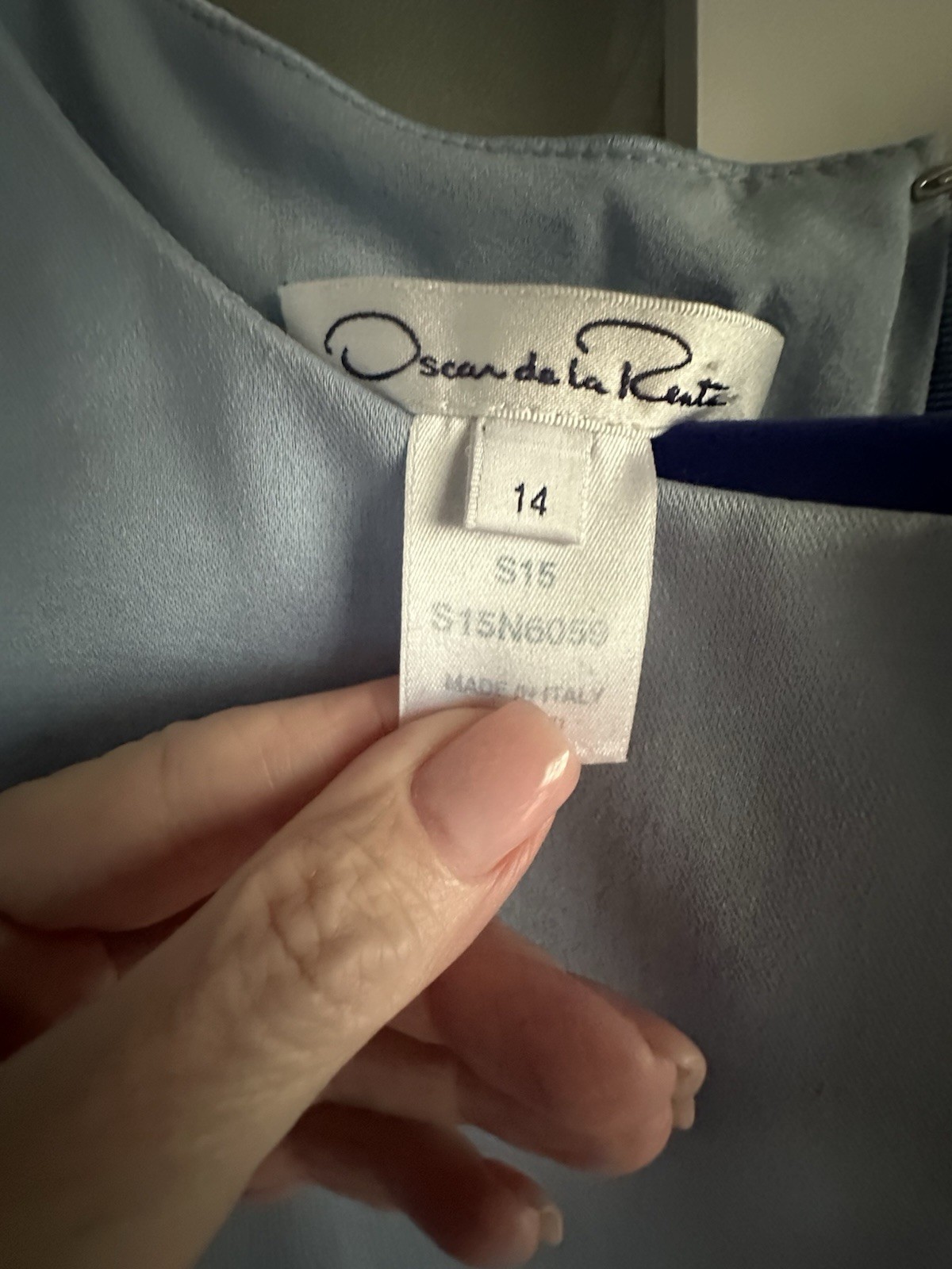Oscar de La Renta Blue And Green Pleated Knee Length Dress Size 14 Worn Twice