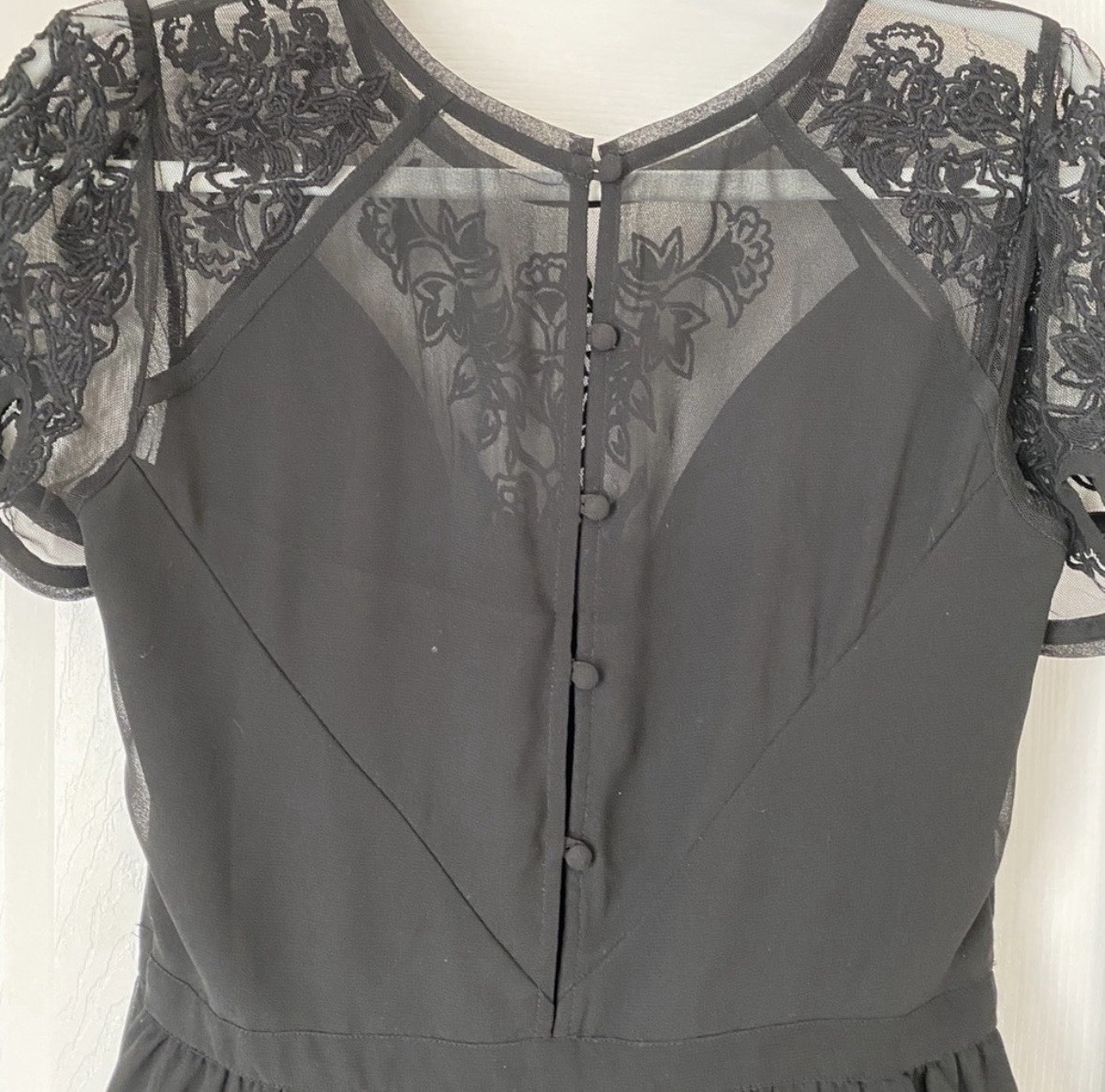 Kimchi Blue Black Lace Sheer Fit & Flare Round Neck Dress 8