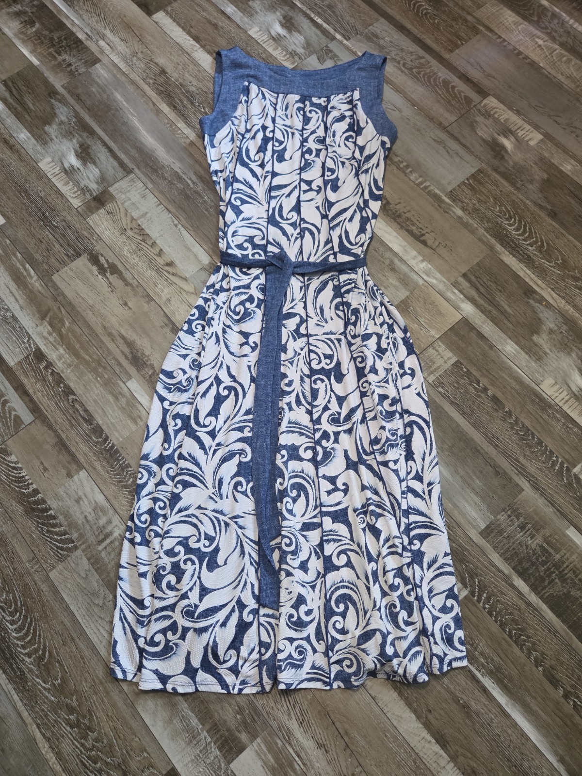 Perceptions NY Small Women’s Blue Floral Sleeveless A-Line Dress