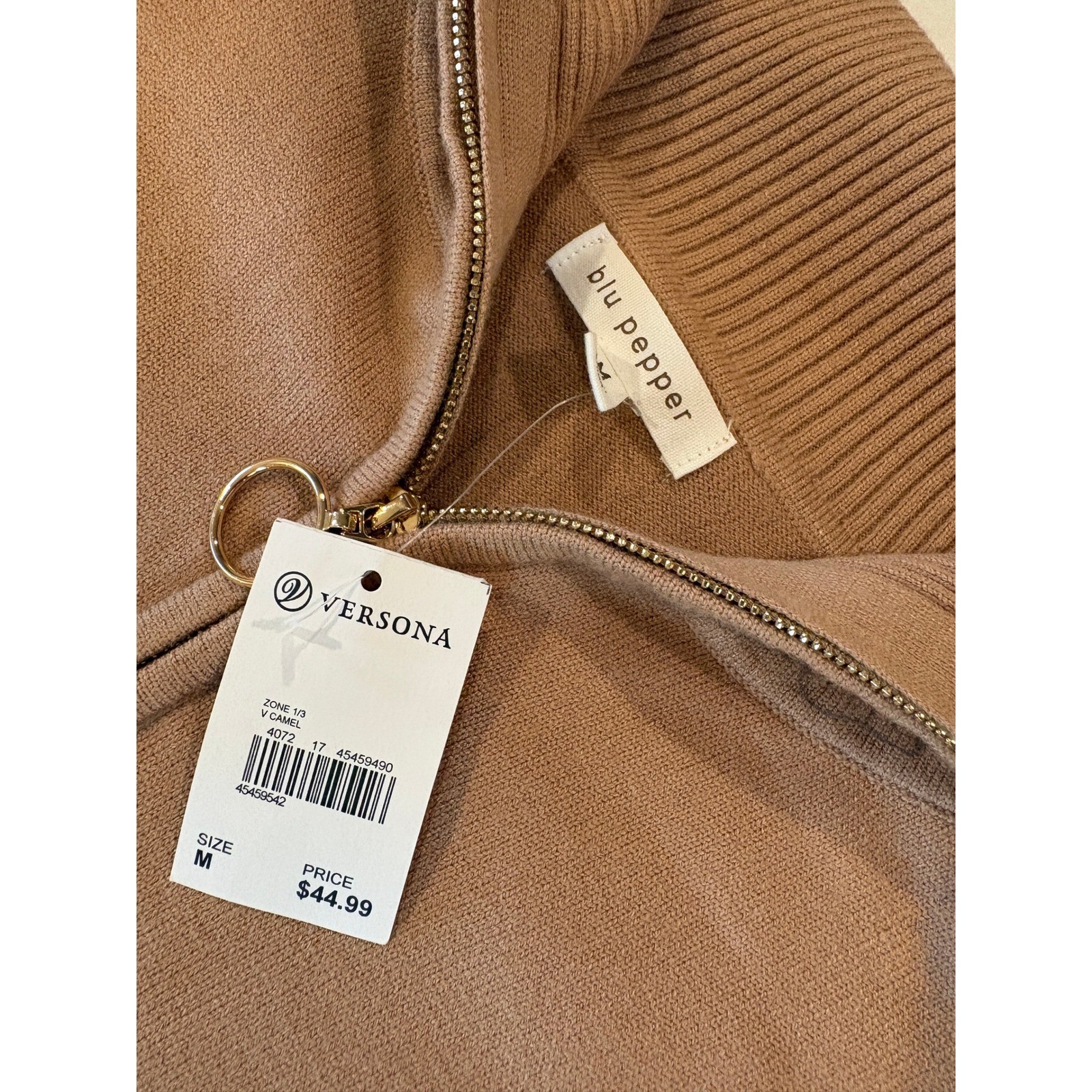 Blu Pepper Womens Camel Brown Quarter Zip Ribbed Collar Sweater Dress B3FD1034CC