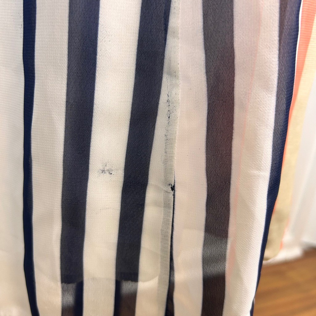 Espresso Colorblock Striped Chiffon Dress Womens Medium Green Orange Navy White
