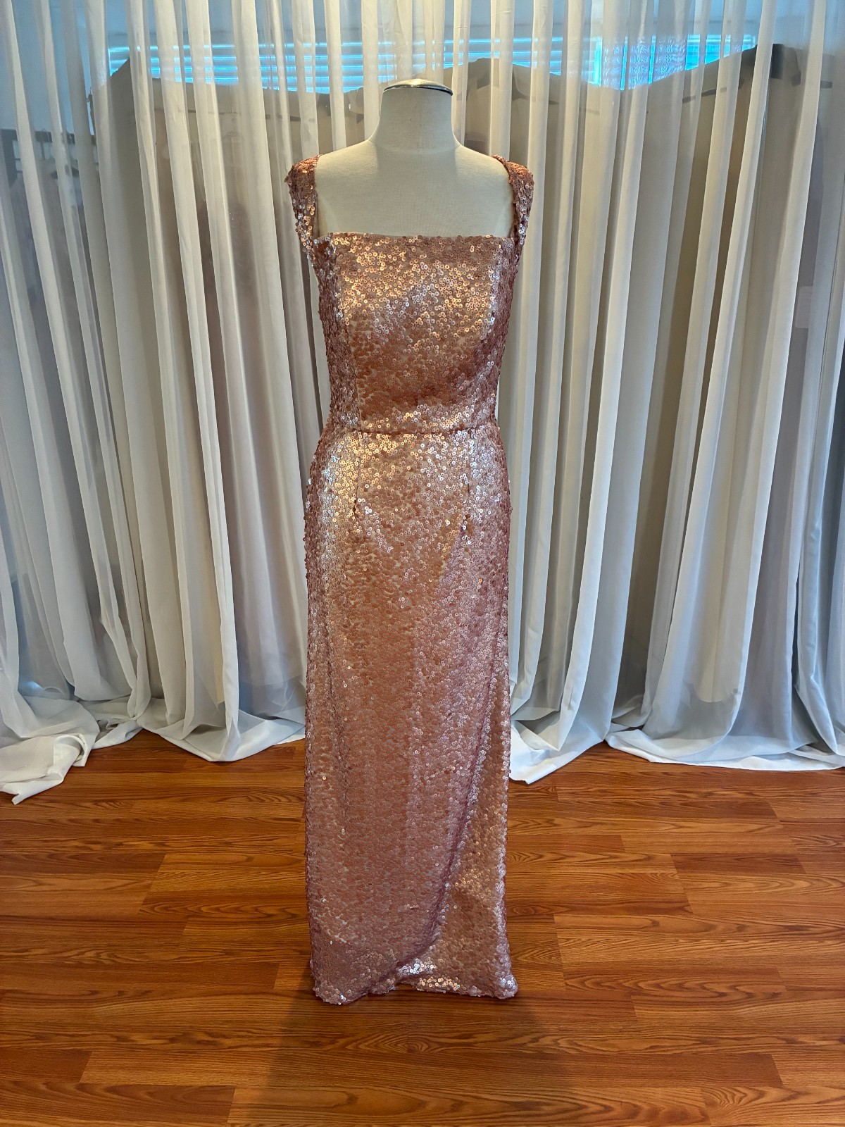 maxi dress sequin with criss cross bands in the back and zipper in the back