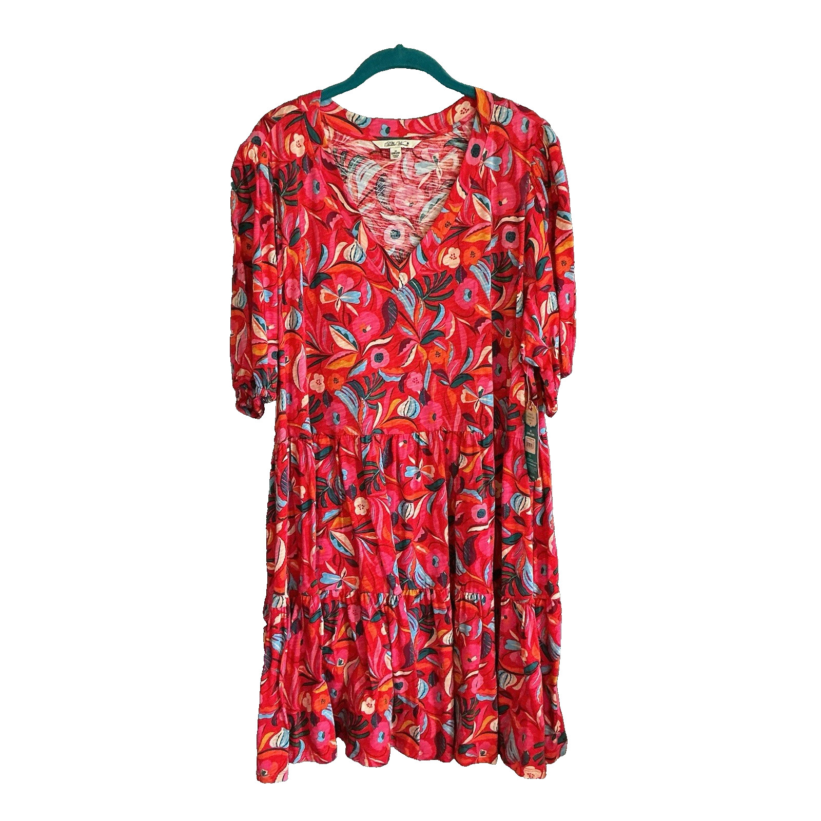 NWT Pioneer Woman V-Neck Floral Tiered Prairie Short Dress Puff SS Plus Size 2X