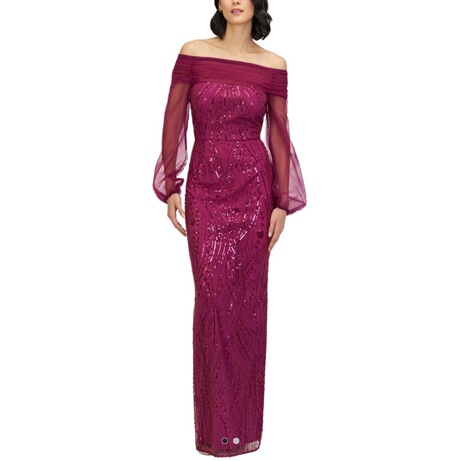 NWT JS Collections Savannah Raspberry Sequin Beaded Gown Size 12