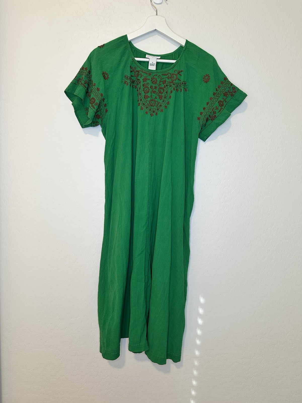 Go Softly patio dress 100% rayon size S boho mumu comfort lightweight button