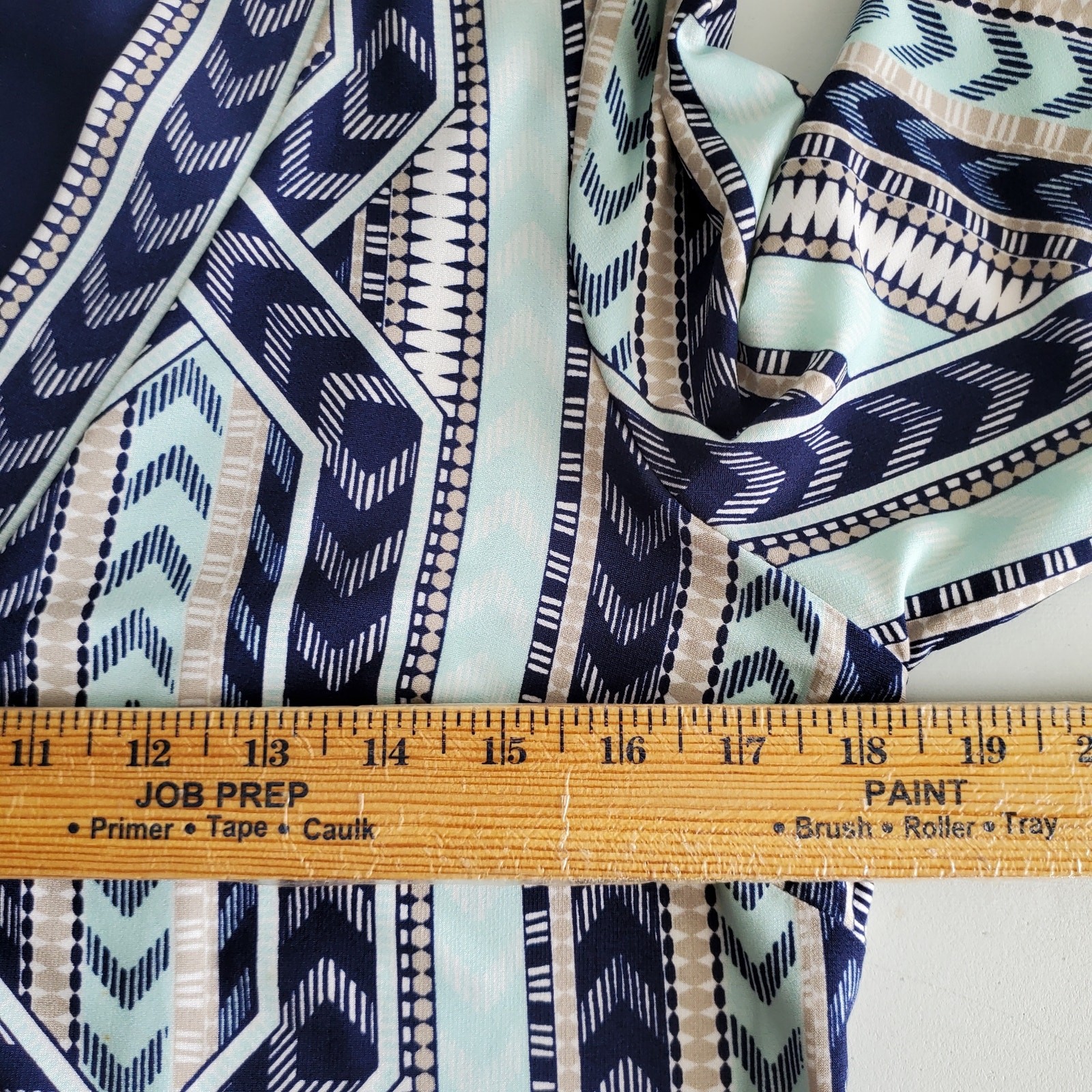 Blue White Scarf Print Jersey Shift Dress 10 Career Classic Church Holiday