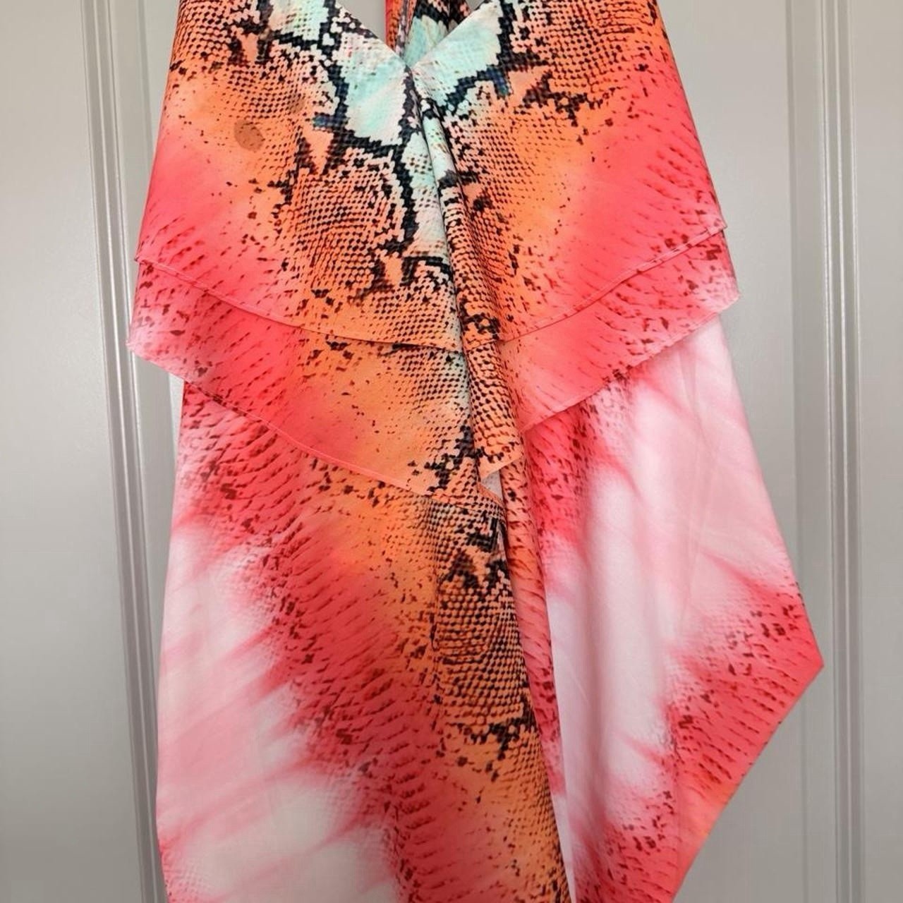 LOVERS + FRIENDS Sz M APHRODITE HI LOW RUFFLE DRESS COVERUP PYTHON $172