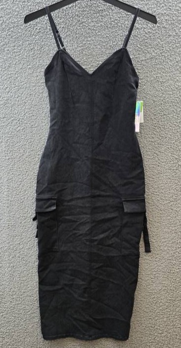 Tinseltown Sleeveless Cargo Bodycon Dress Juniors M Washed Black Zip Closure