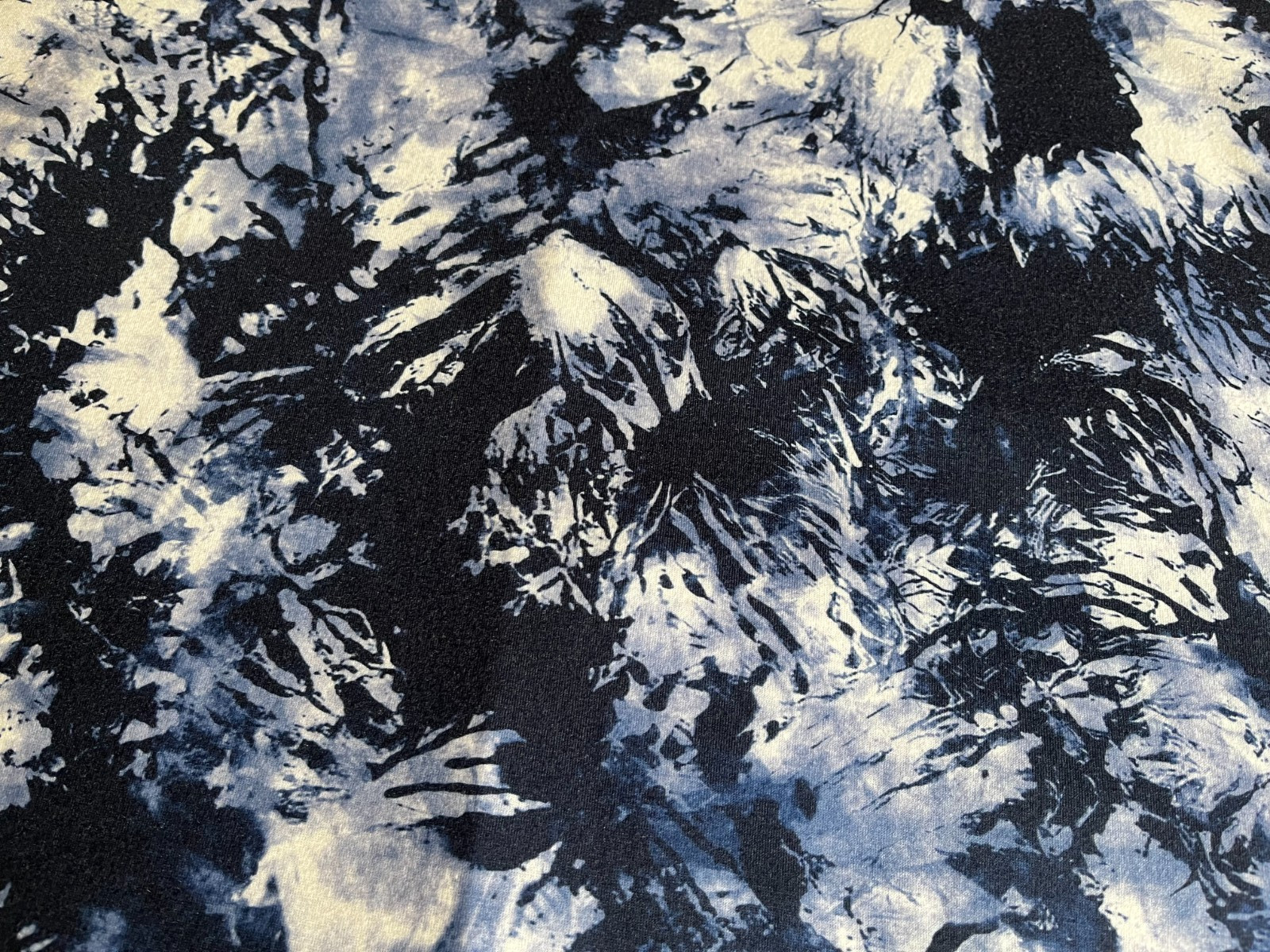 Blue & White 3XL Tie Dye Look Cotton Blend Knit Round Neck SS A-Line Dress Nice