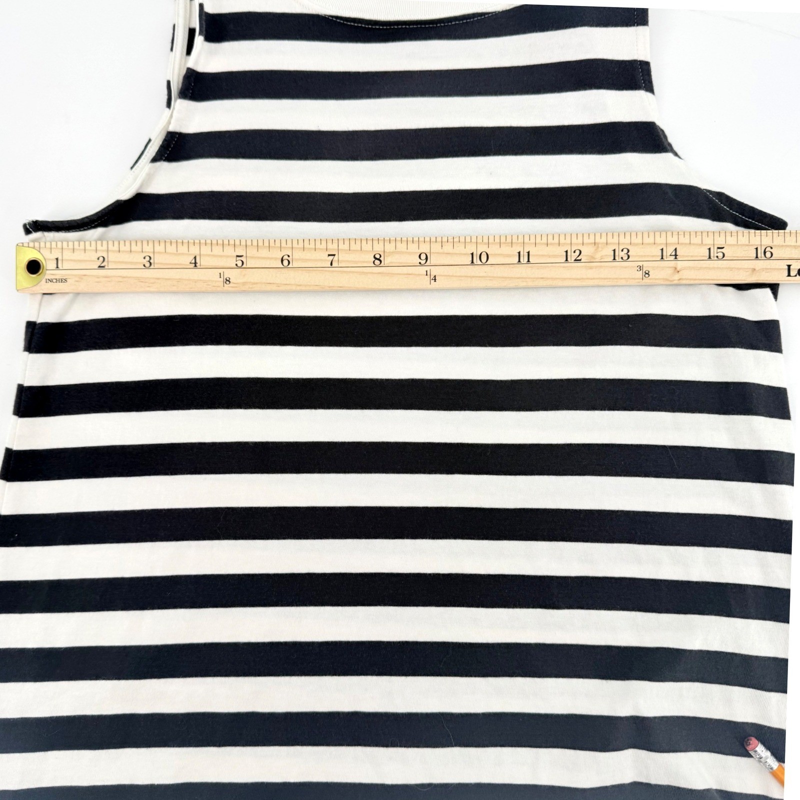 Nautical Black White Striped Sleeveless Cotton Shift TShirt Mini Dress XS Preppy