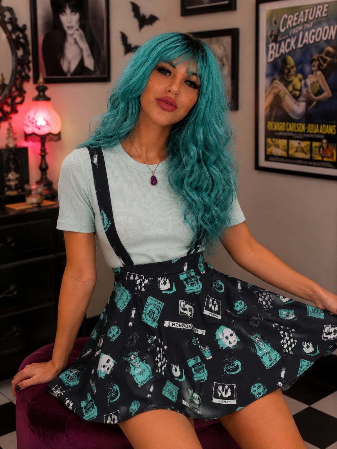 Hot Topic Beetlejuice Skirt w/suspenders Sz.M BNWT