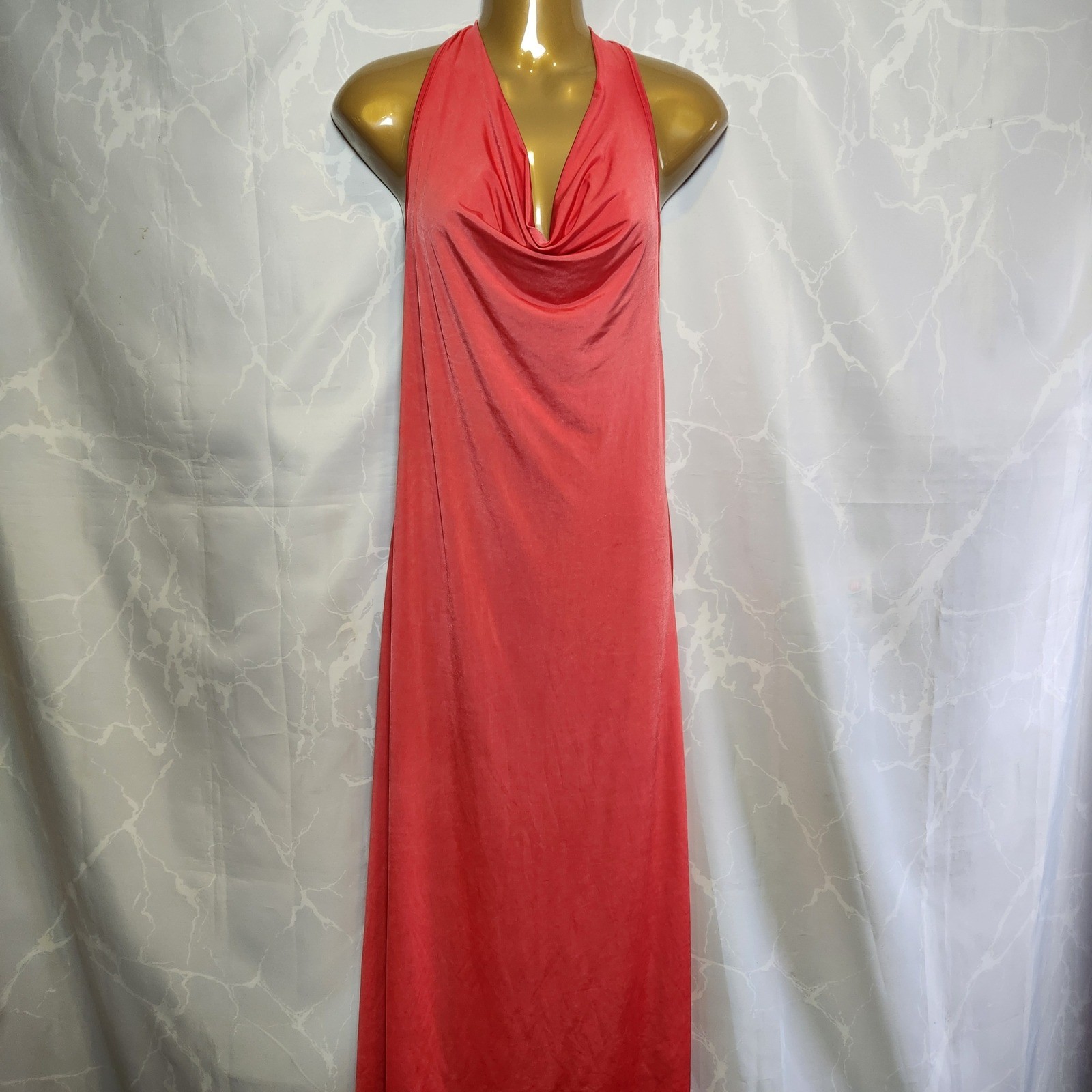 Sincerely Jules Halter Cowl Neck Maxi Dress Women’s XL Red Bodycon Open Back
