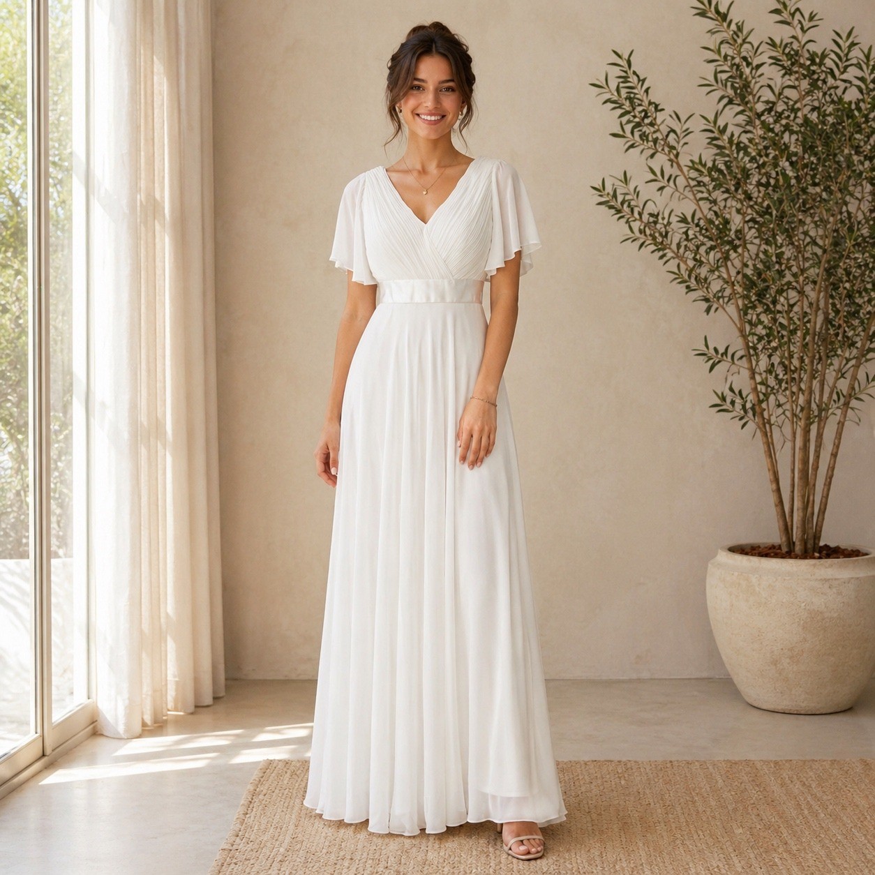 Ever Pretty White Maxi Dress Bridal Wedding Formal Cottagecore Romantic Fairy
