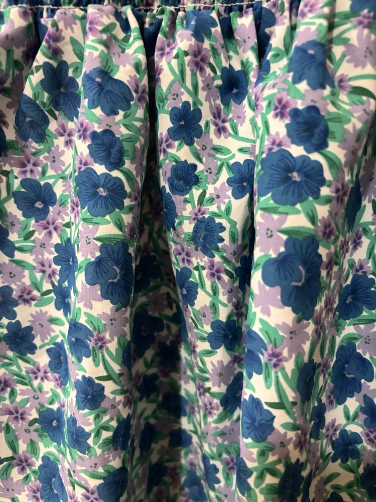 Fashion Women’s Blue Floral Square Neck Smocked Stretch Midi Dress Size M