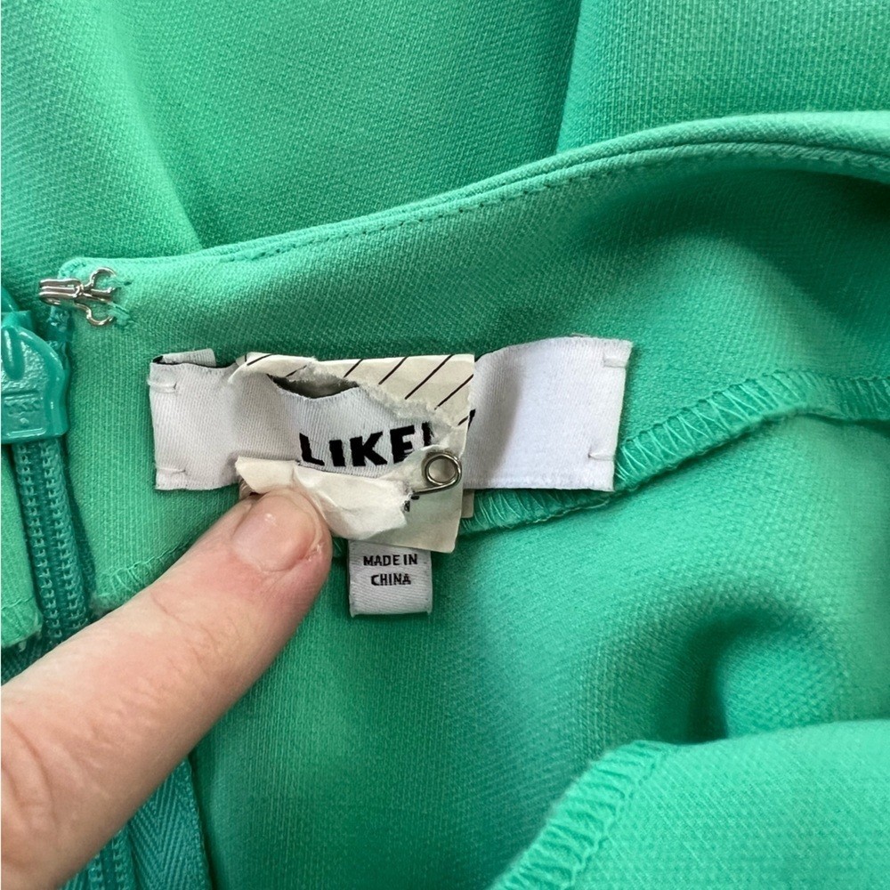 Likely Rounded Neck Body Con Unlined Sheath Sleeveless Mini Dress Aqua Green, 4