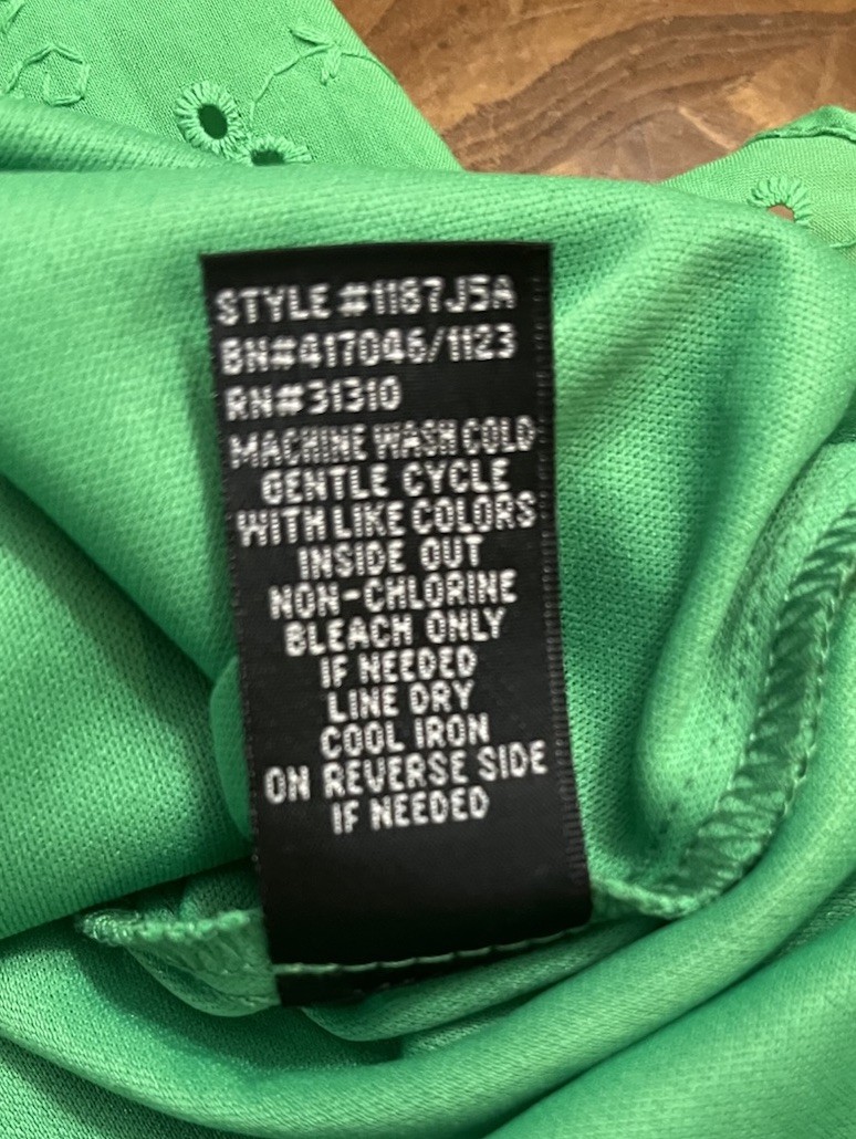 BCX Womens Green Eyelet Sundress Tie Strap Sweetheart Fit Flare Size Small NWOT