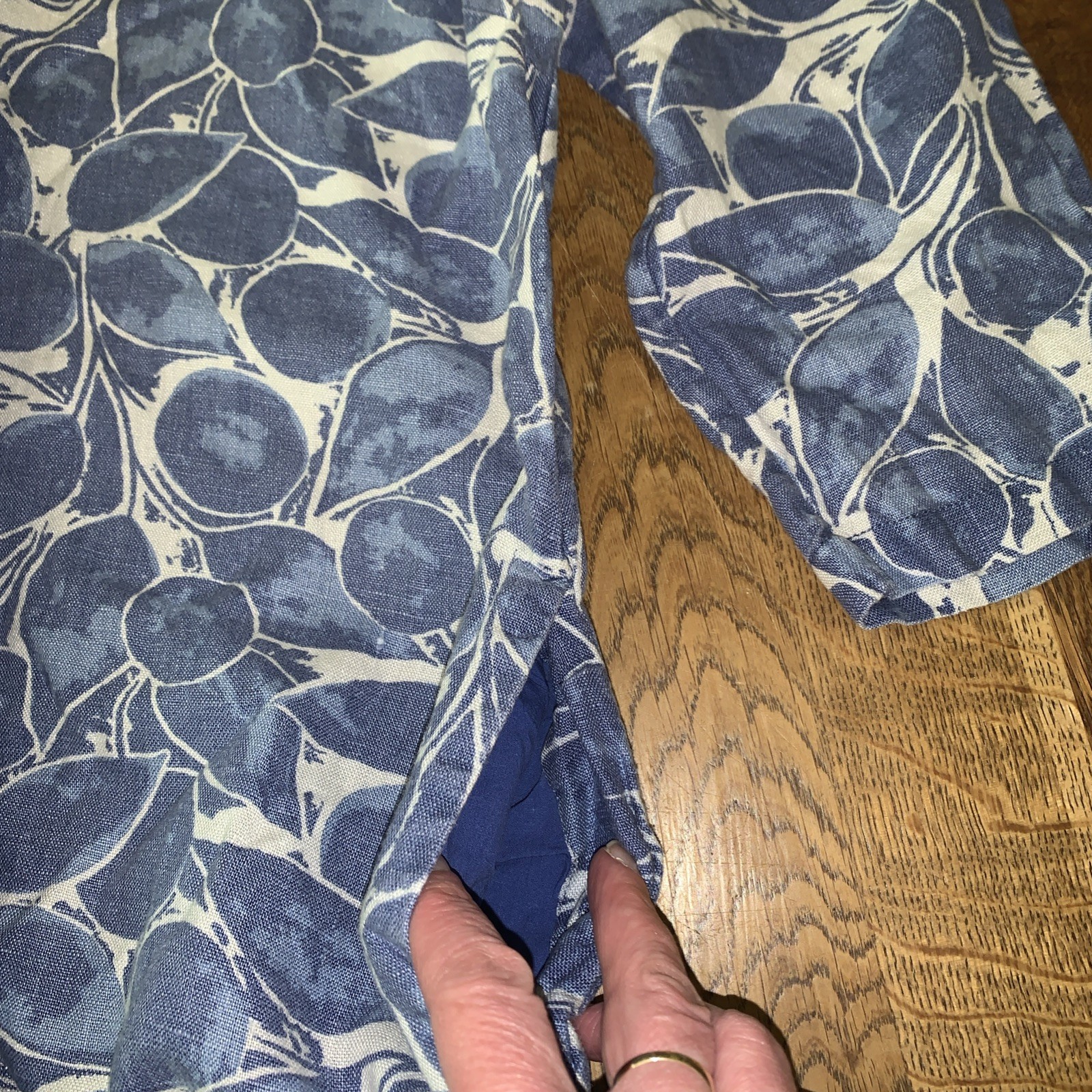 Seasalt Sol Blaze Tunic dress Blue white leaf Printed 100% Linen Size Uk 8