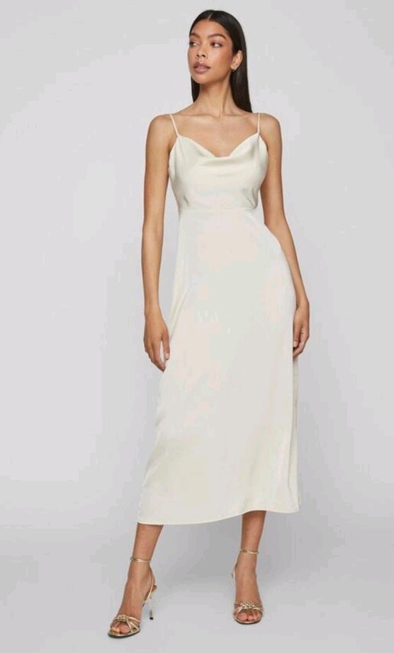 VILA Viravenna Strap Occasion Cream Maxi Dress UK 14 EU 42 BNWT