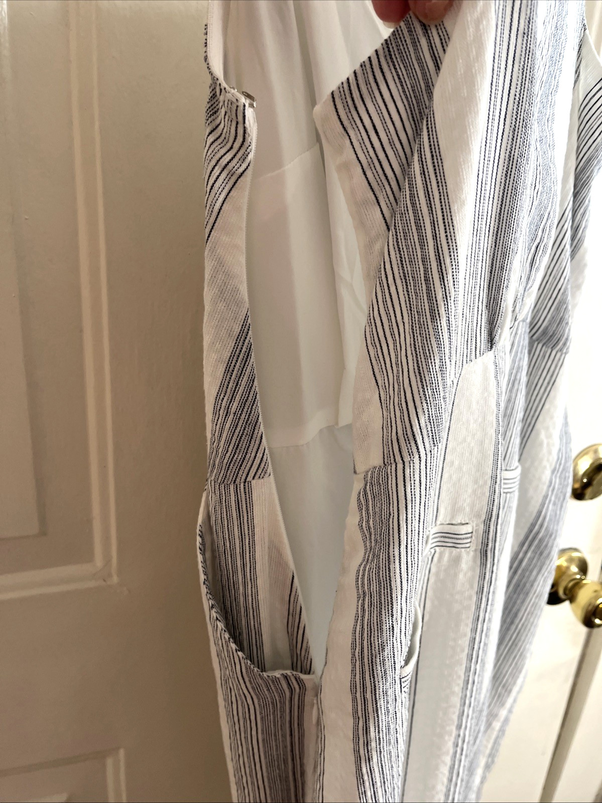 Bishop + Young Maldives Summer Striped Sleeveless Dress White/Blue Size L Beach