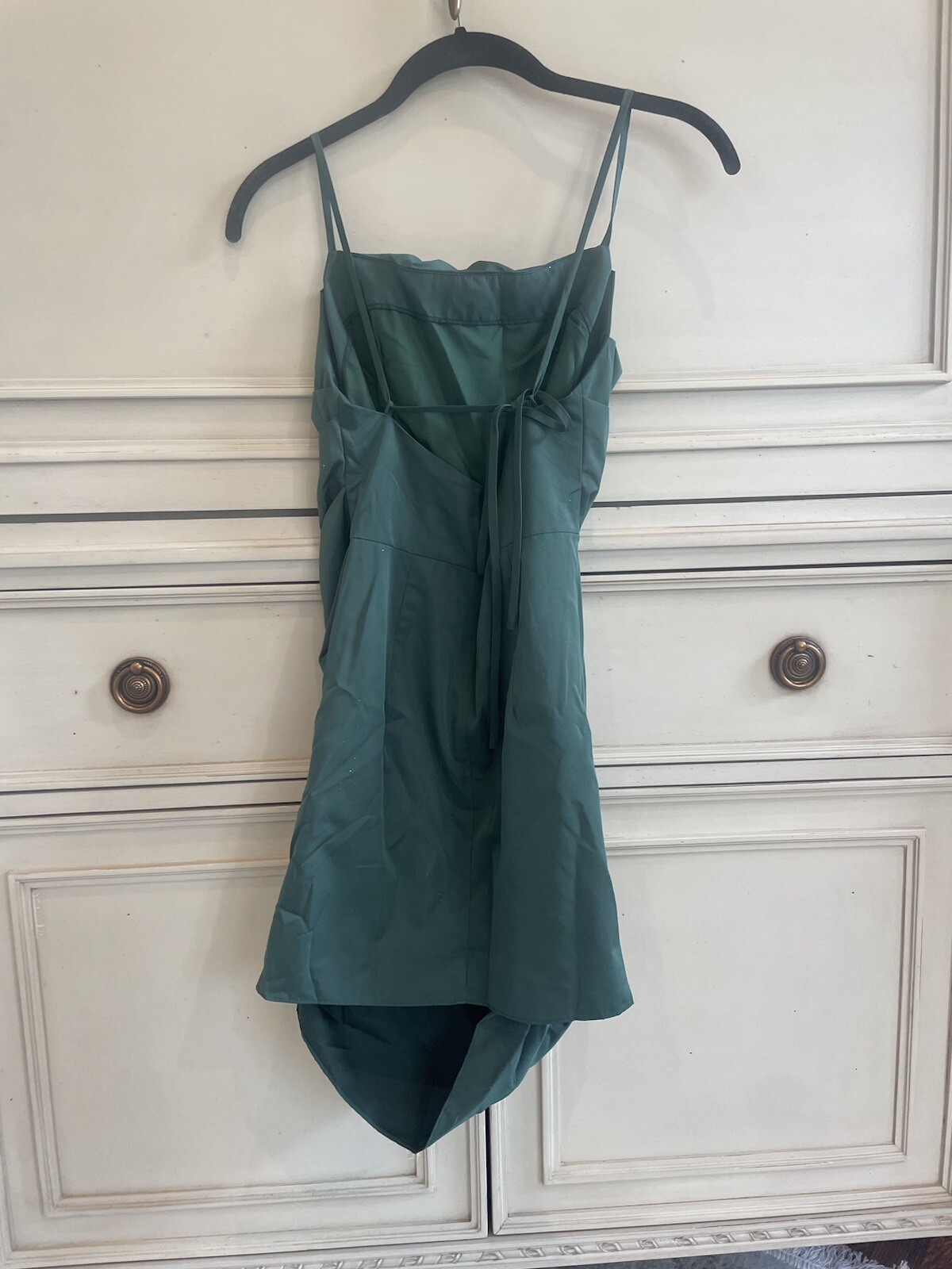 NWOT Amanda Uprichard Laconia Mini Dress In Cypress Green XS Flattering Ruching