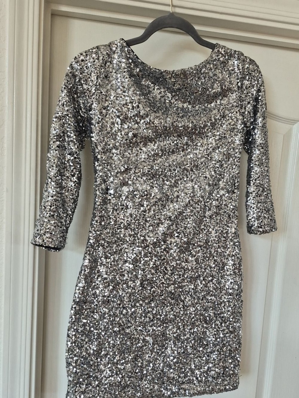 Glamour Silver Sequin Cocktail Dress