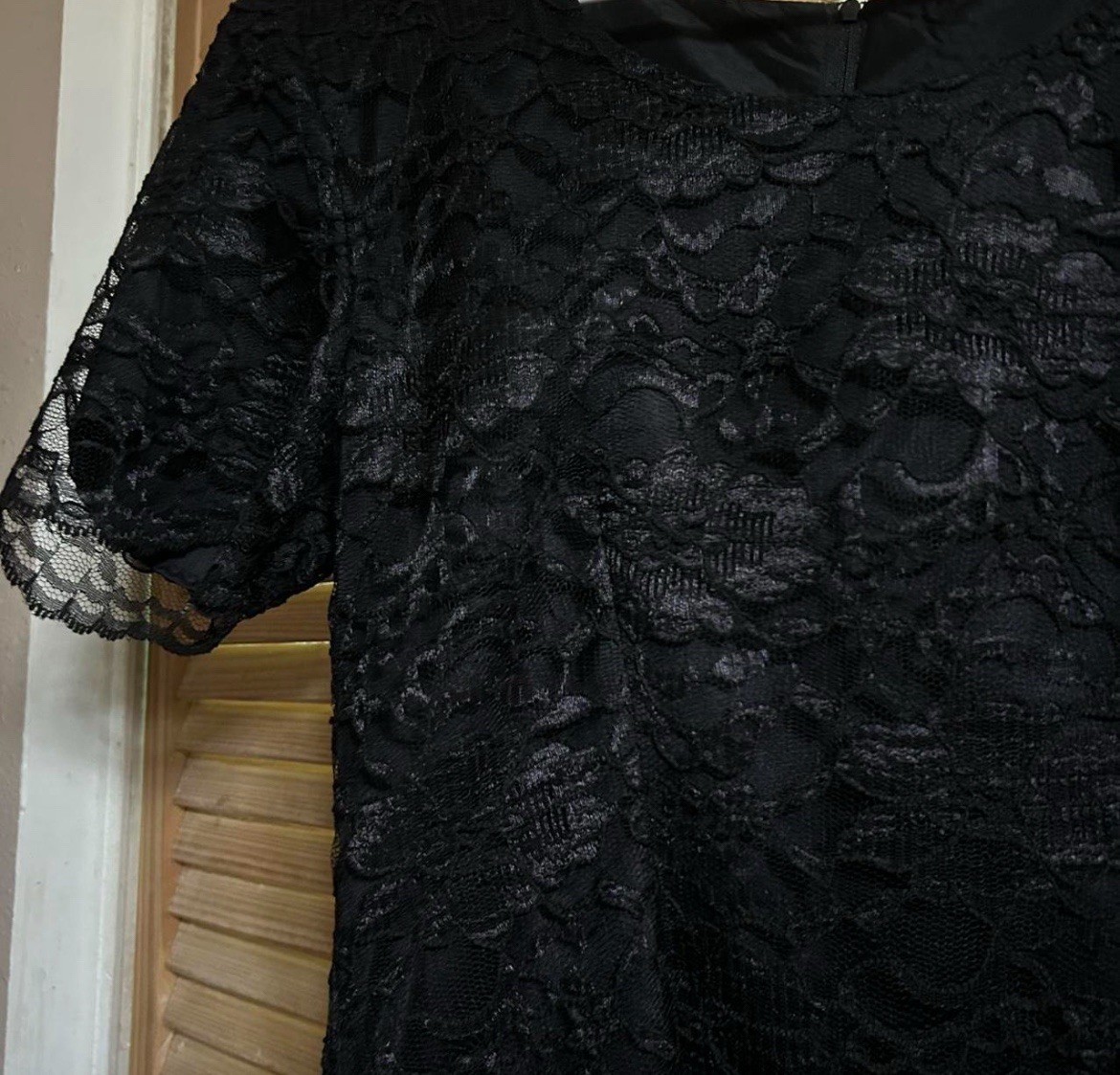 Vintage My Michelle Black Lace Short Sleeve Dress