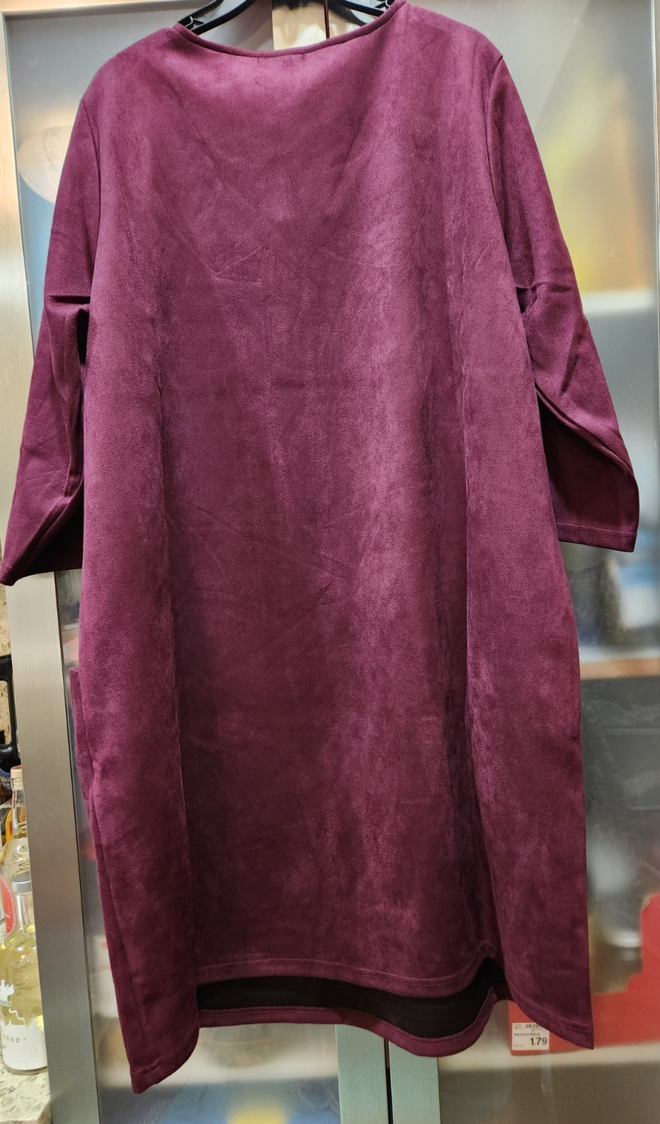 Nina Leonard Plus Size 2x Pull over Dress Deep wine With Pockets 3/4 Sleeve 40″L